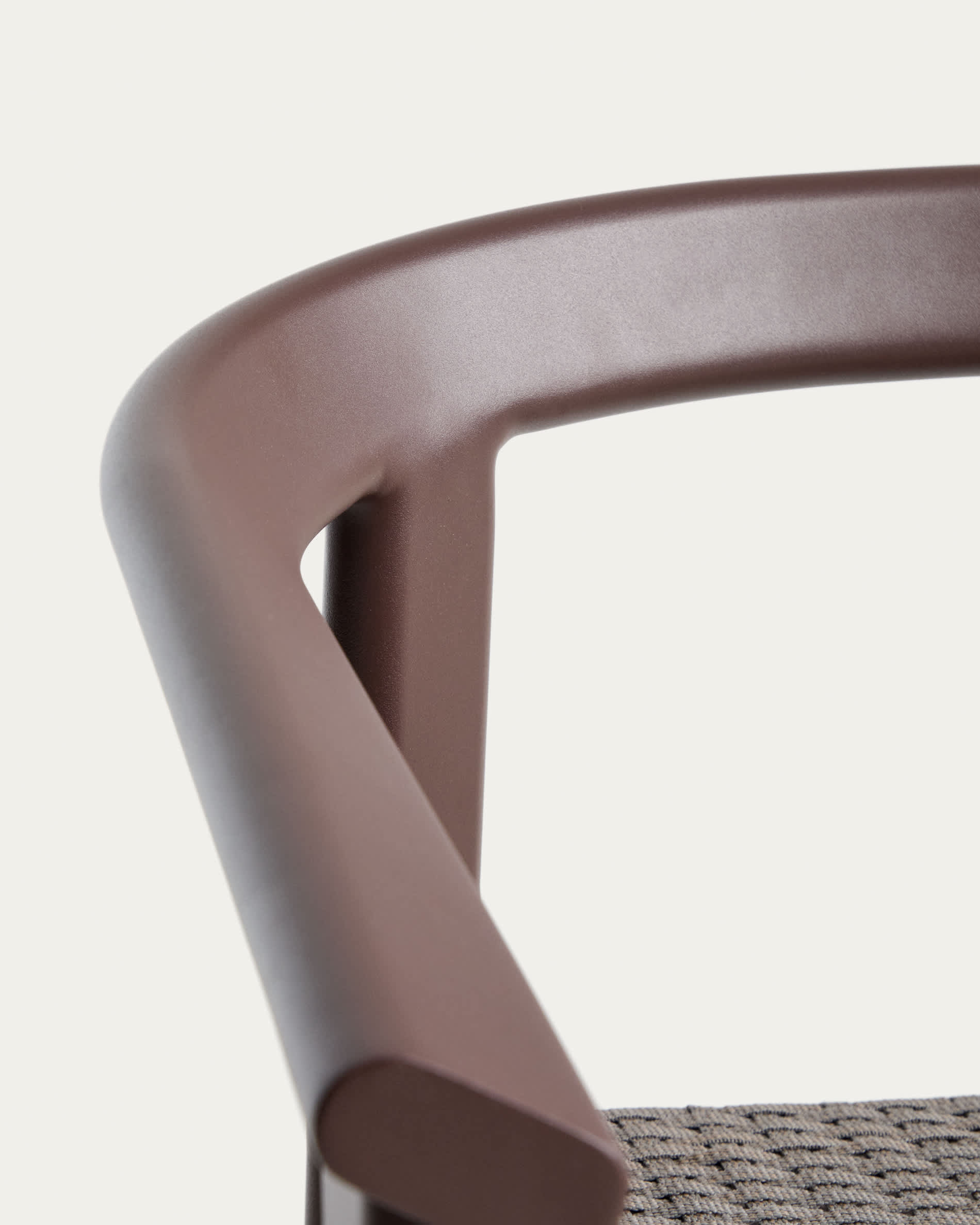Erice stool in aluminium and brown rope cord 65cm