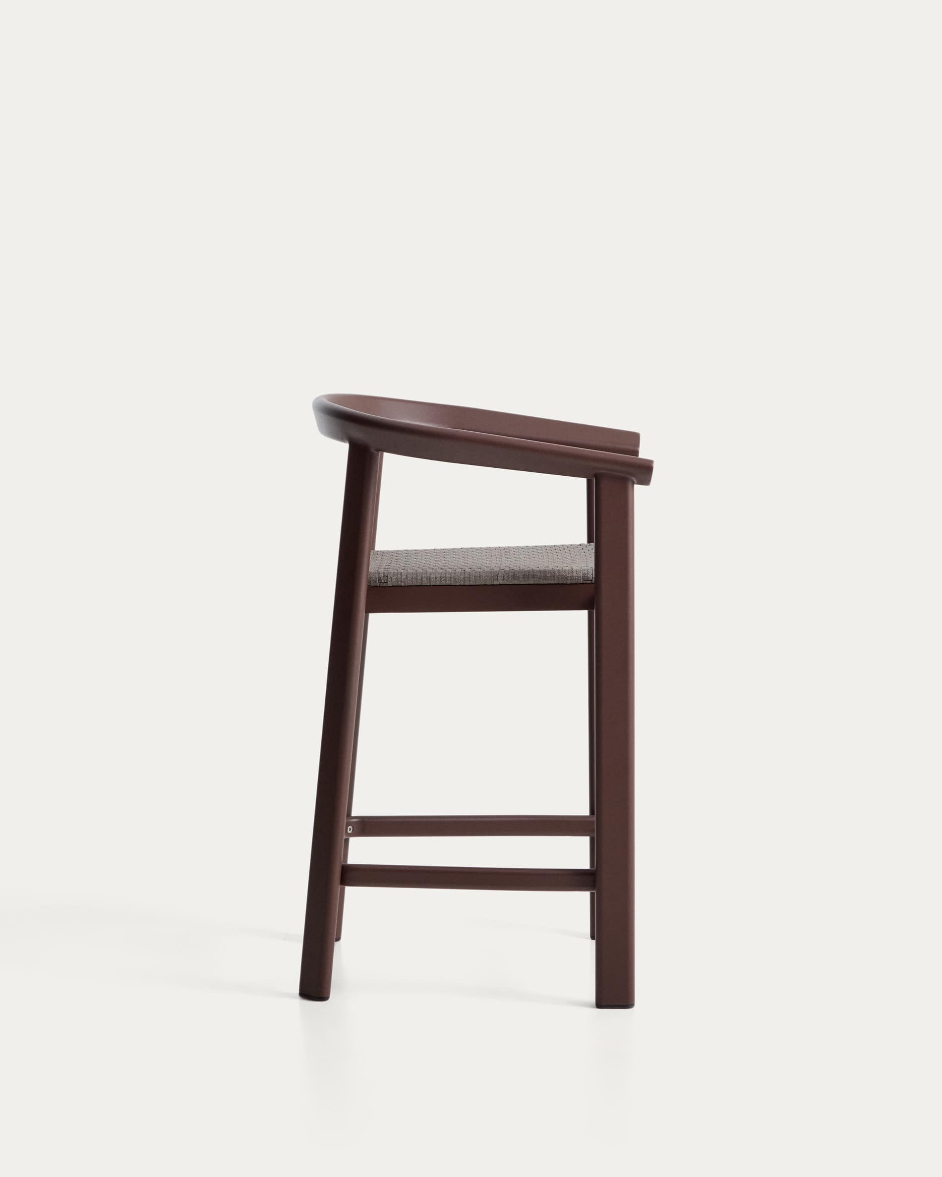 Erice stool in aluminium and brown rope cord 65cm