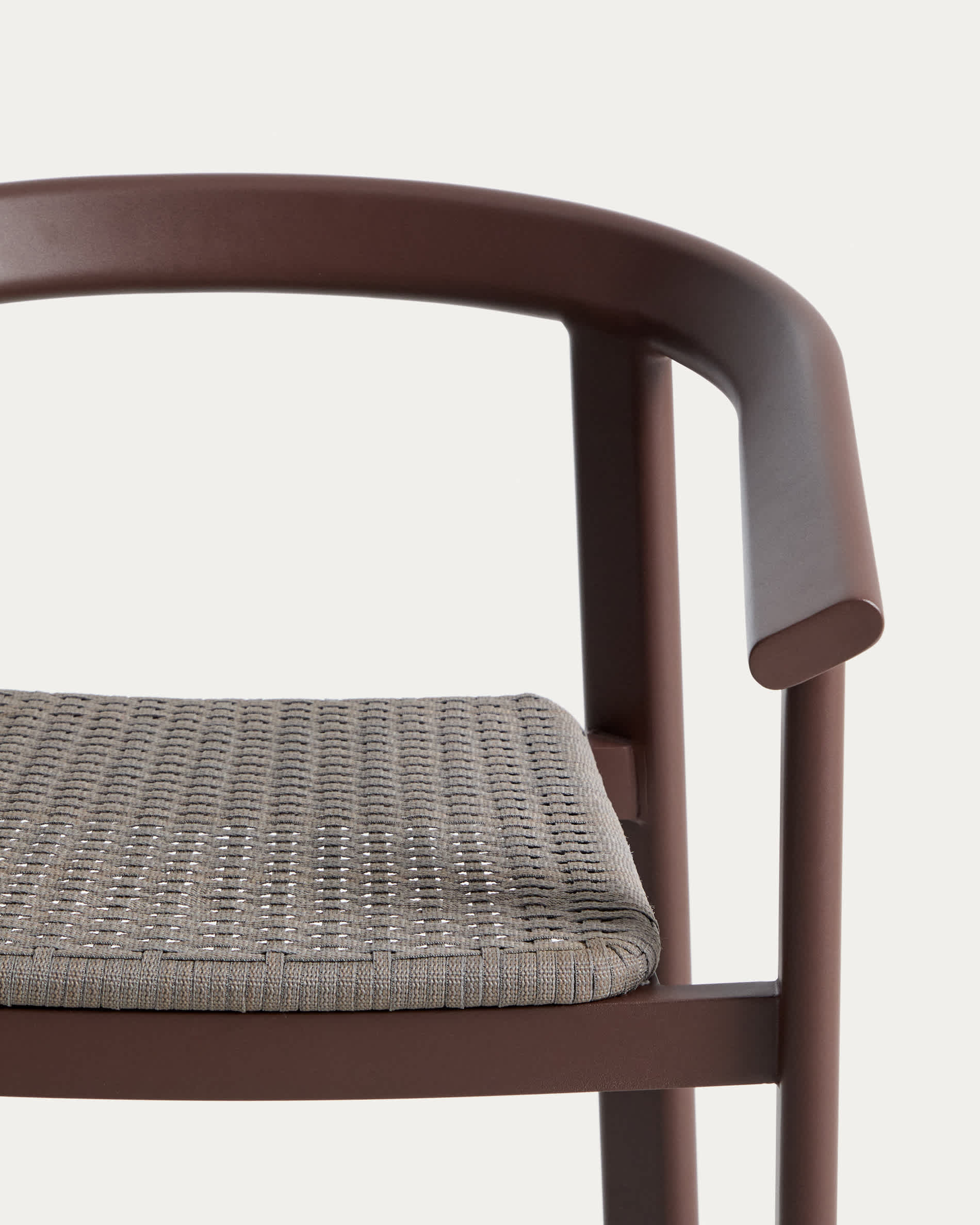Erice stool in aluminium and brown rope cord 65cm