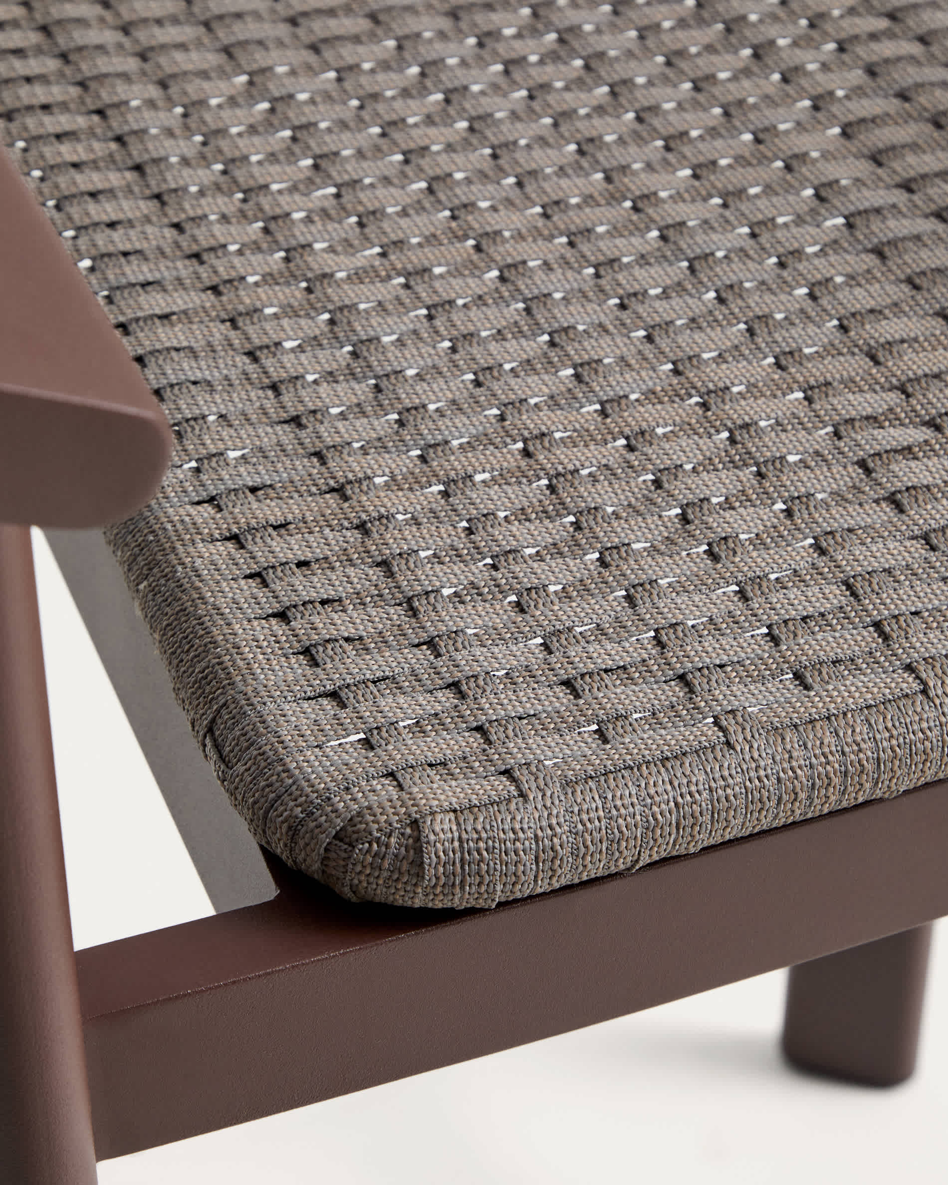 Erice stool in aluminium and brown rope cord 65cm