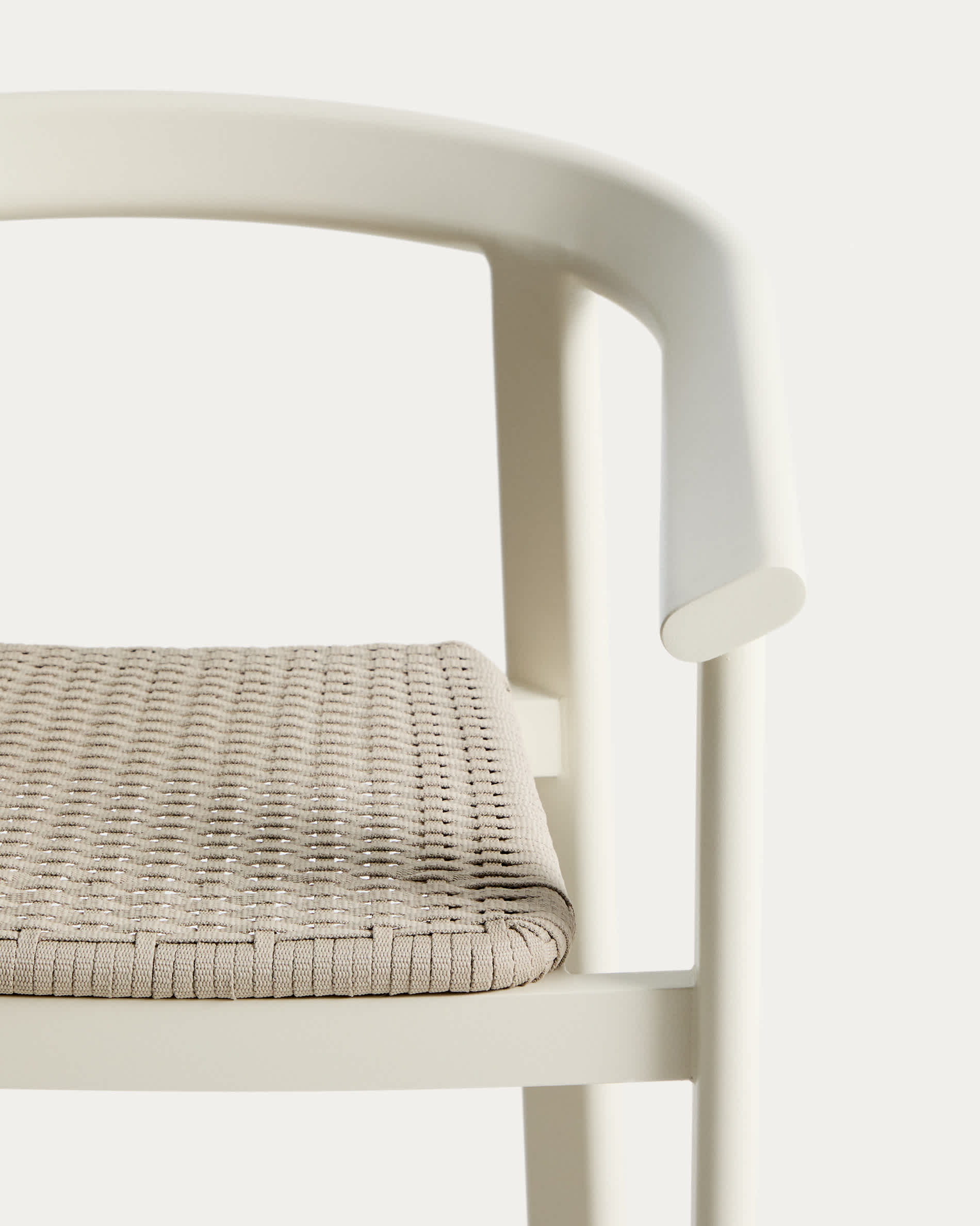 Erice stool in aluminium and ecru rope cord 75cm