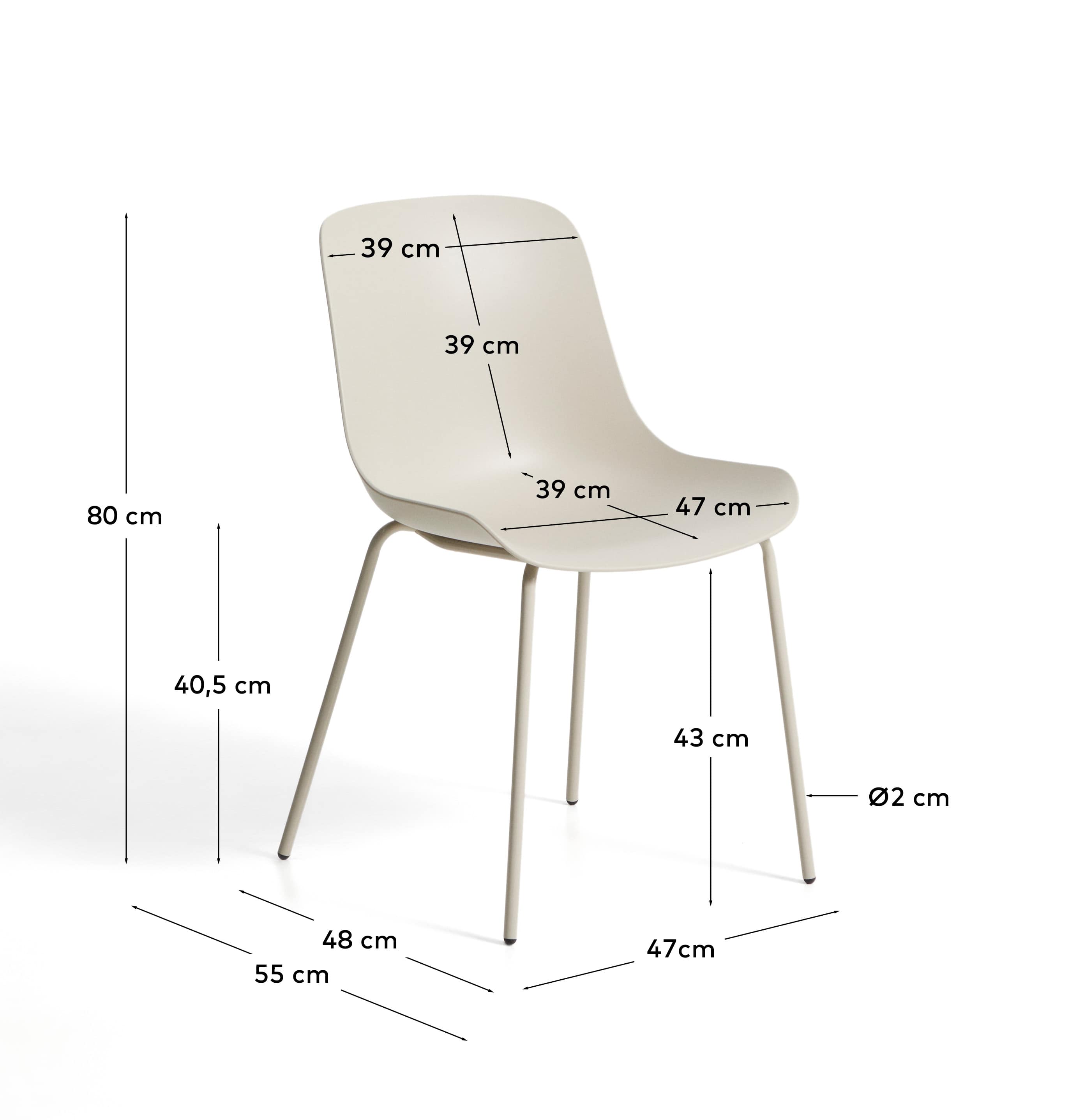 Altea beige chair with beige-finished steel legs