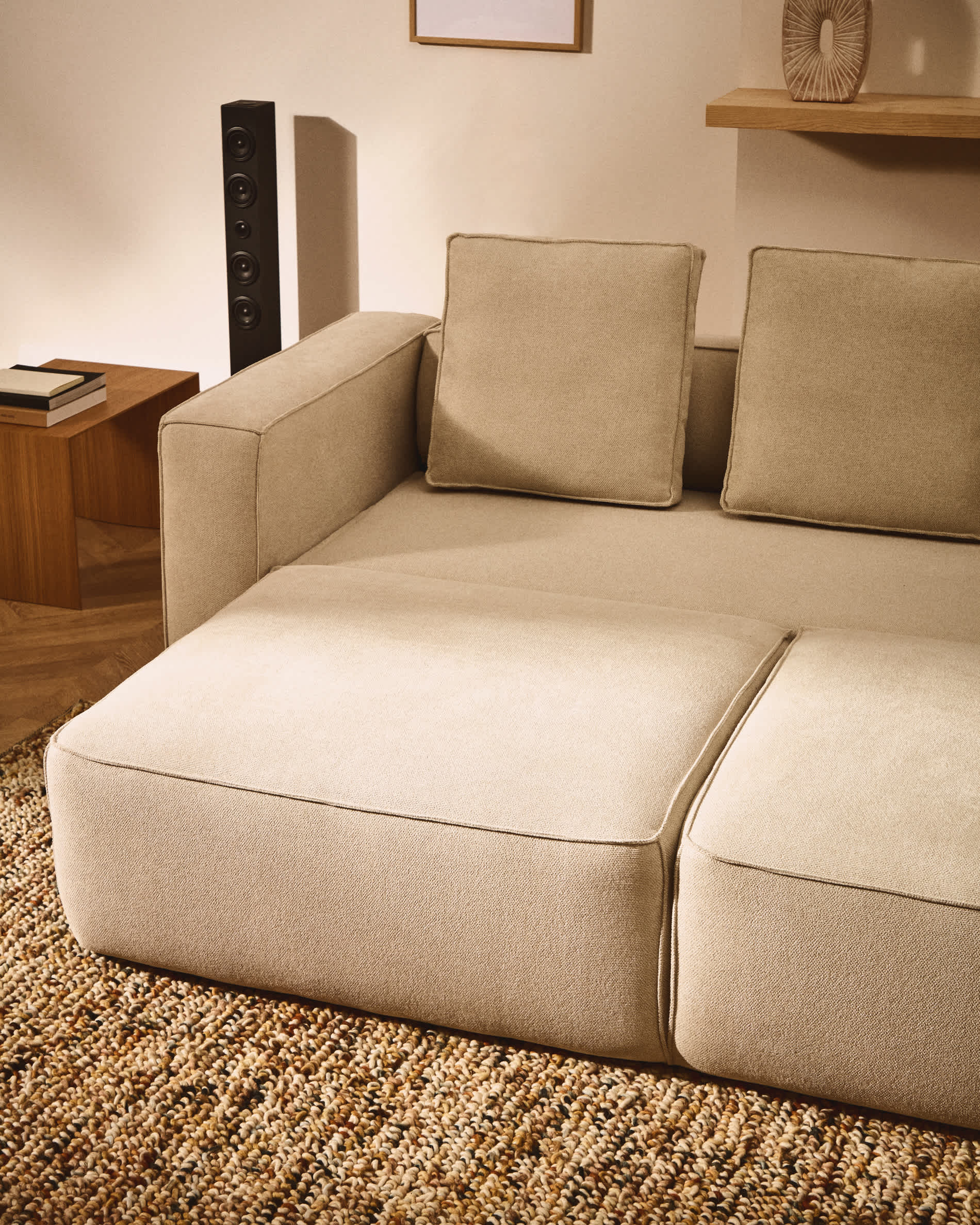 Marela beige chenille 3-seater sofa bed 236cm FSC Mix Credit