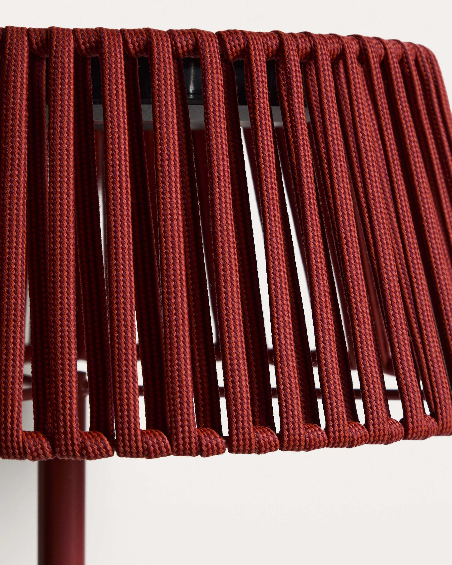 Aldet outdoor solar floor lamp in terracotta flat rope cord with metal stand Ø46cm