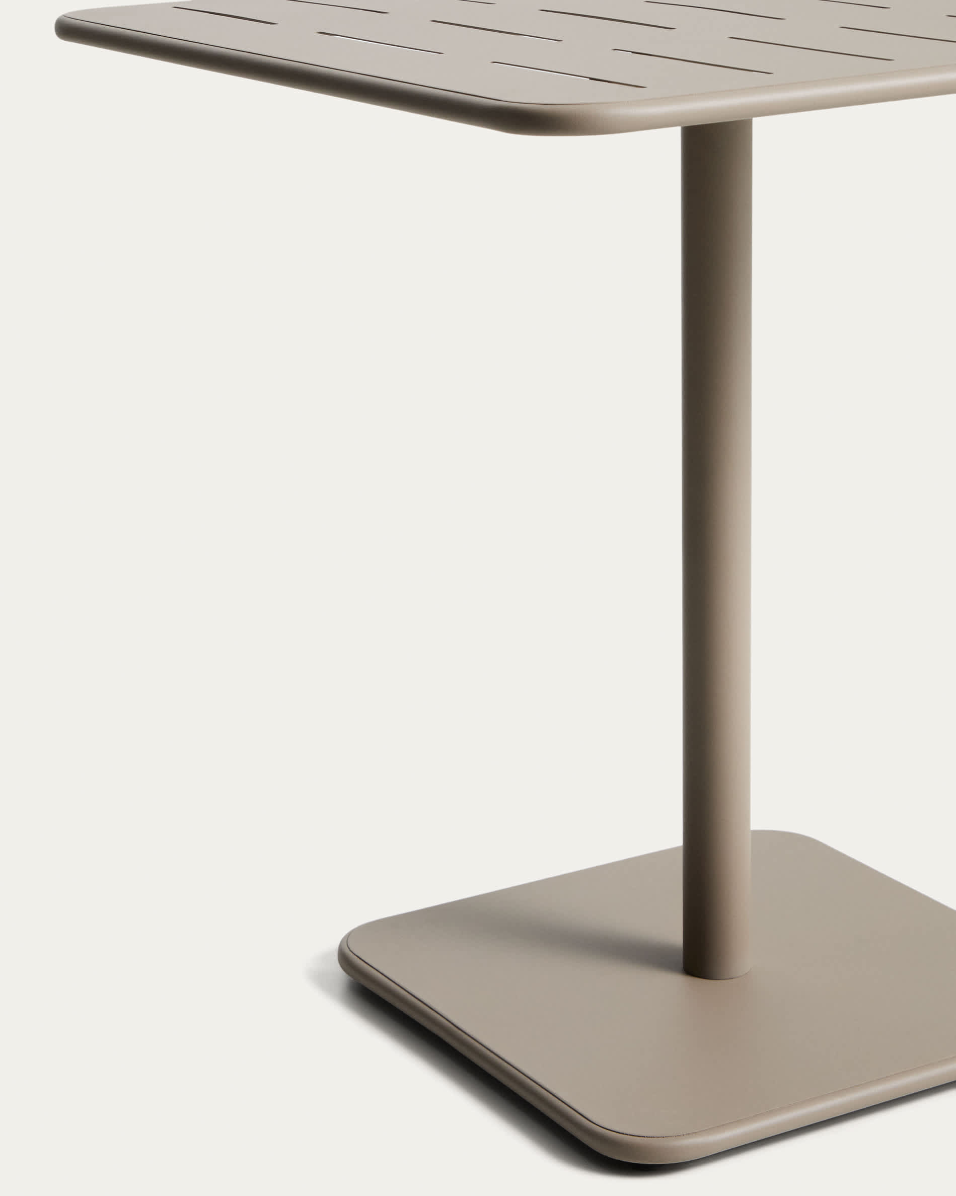 Brai outdoor table in taupe galvanised steel 70 x 70cm