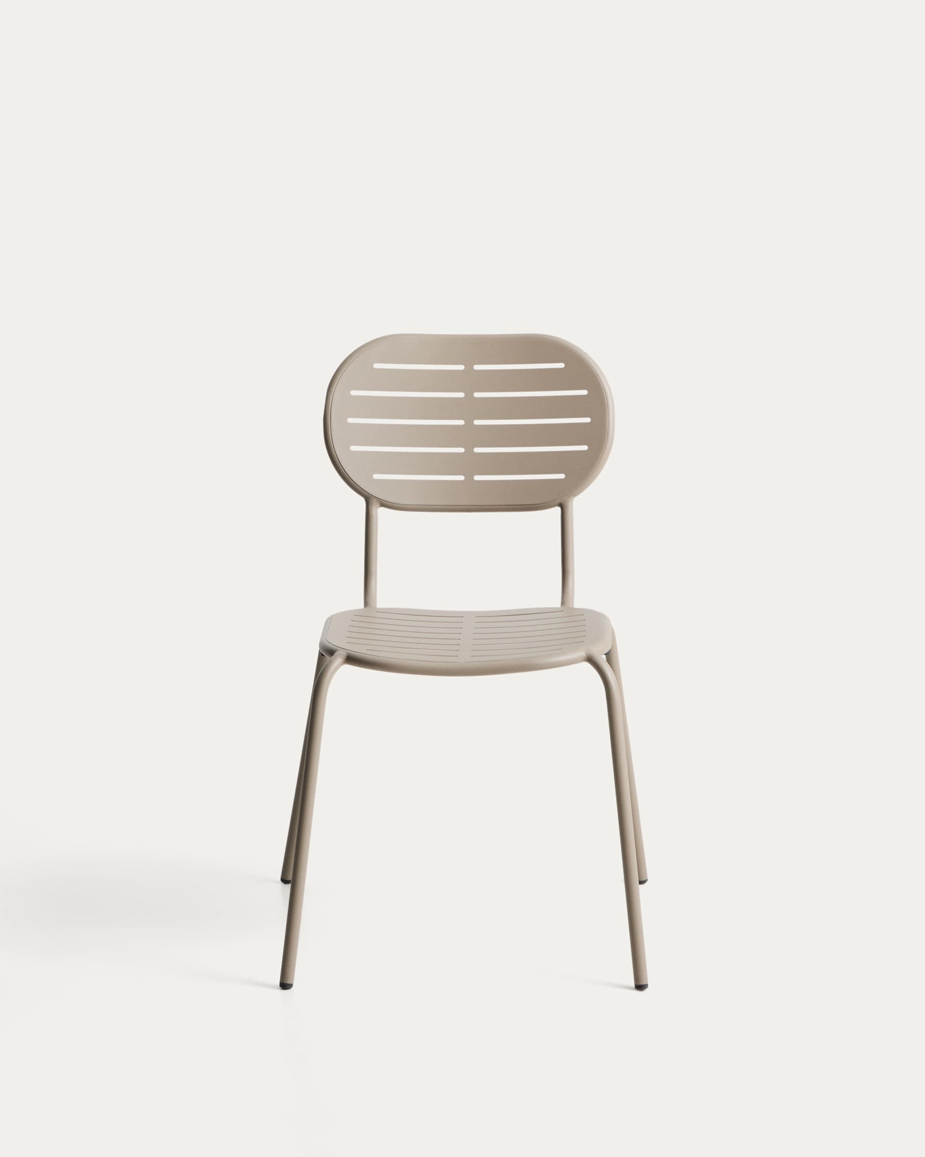 Brai stackable outdoor chair in taupe galvanised steel