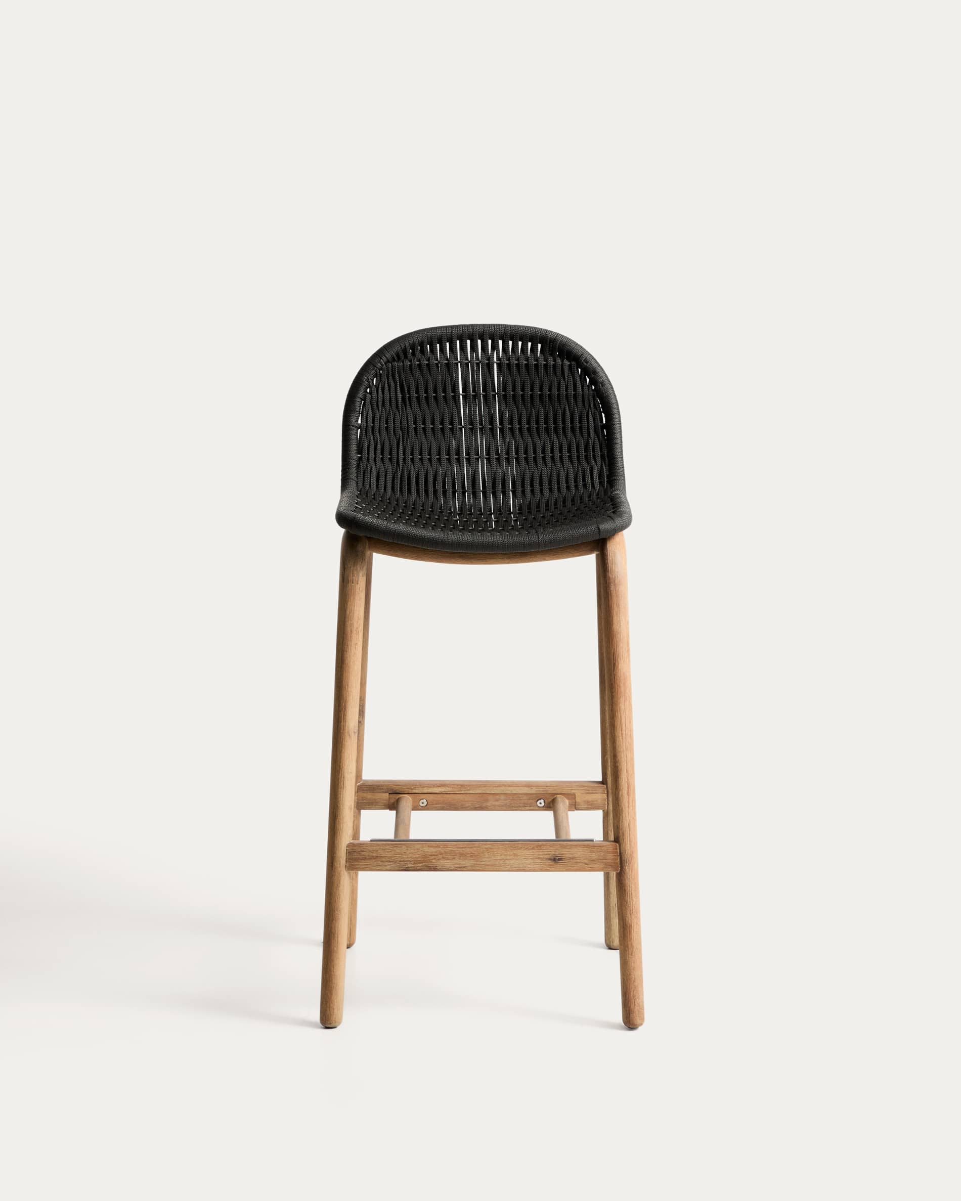 Alipa stool in FSC 100% solid acacia wood and dark grey rope cord 75 cm