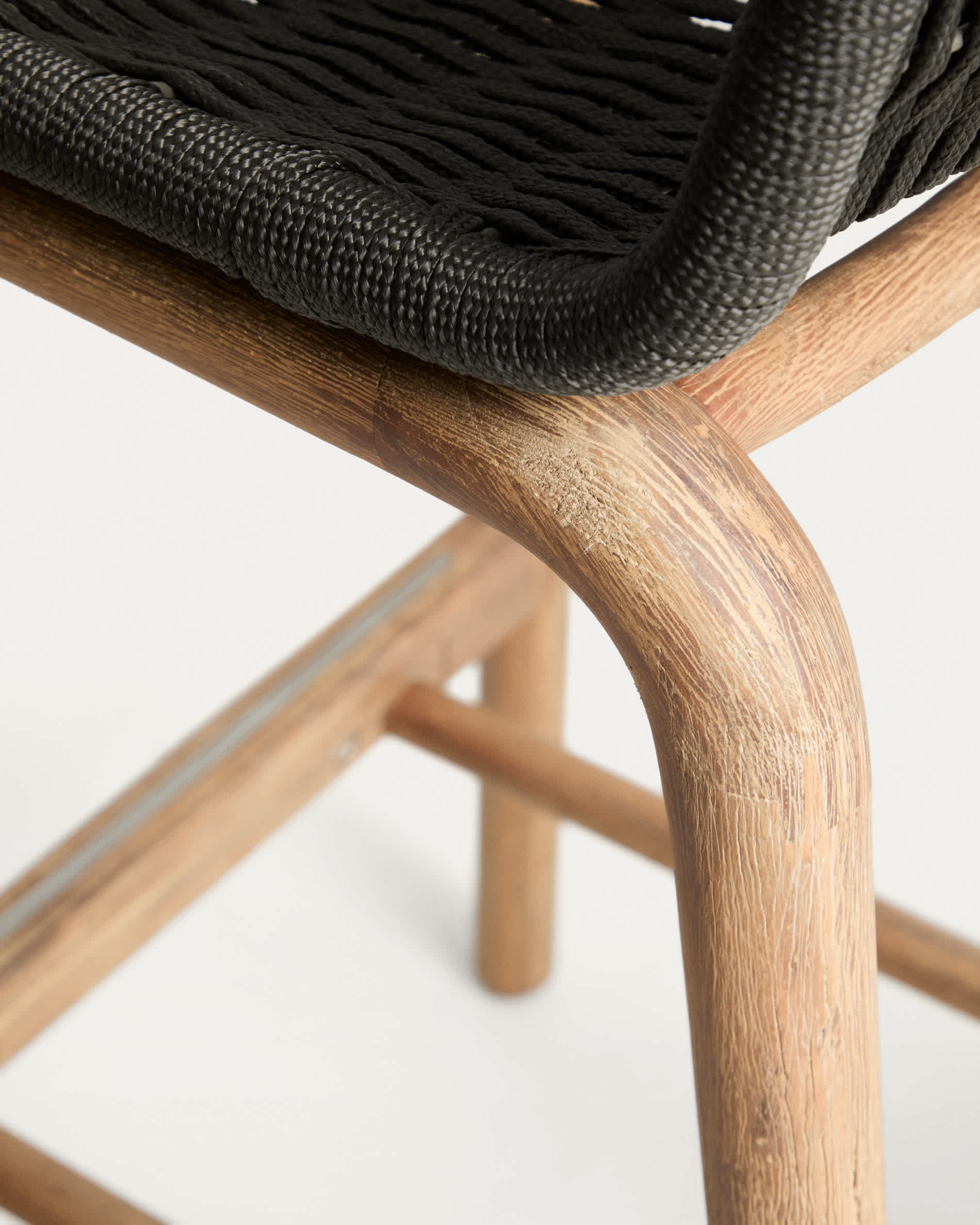 Alipa stool in FSC 100% solid acacia wood and dark grey rope cord 75 cm