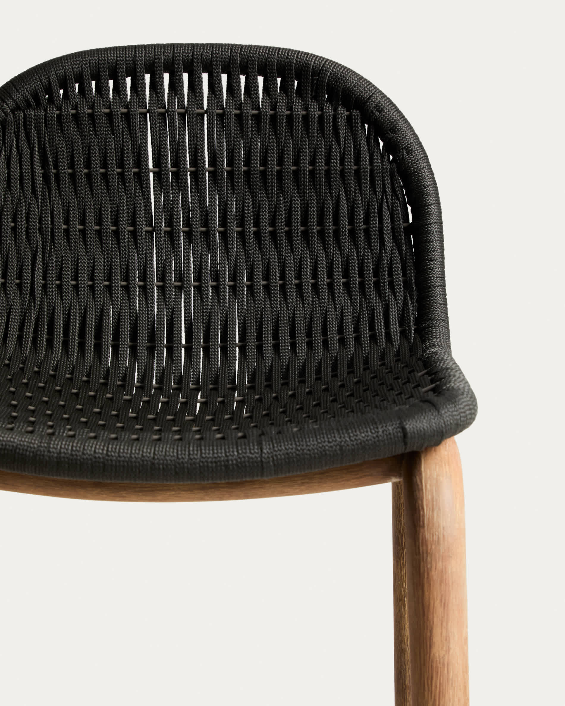 Alipa stool in FSC 100% solid acacia wood and dark grey rope cord 75 cm