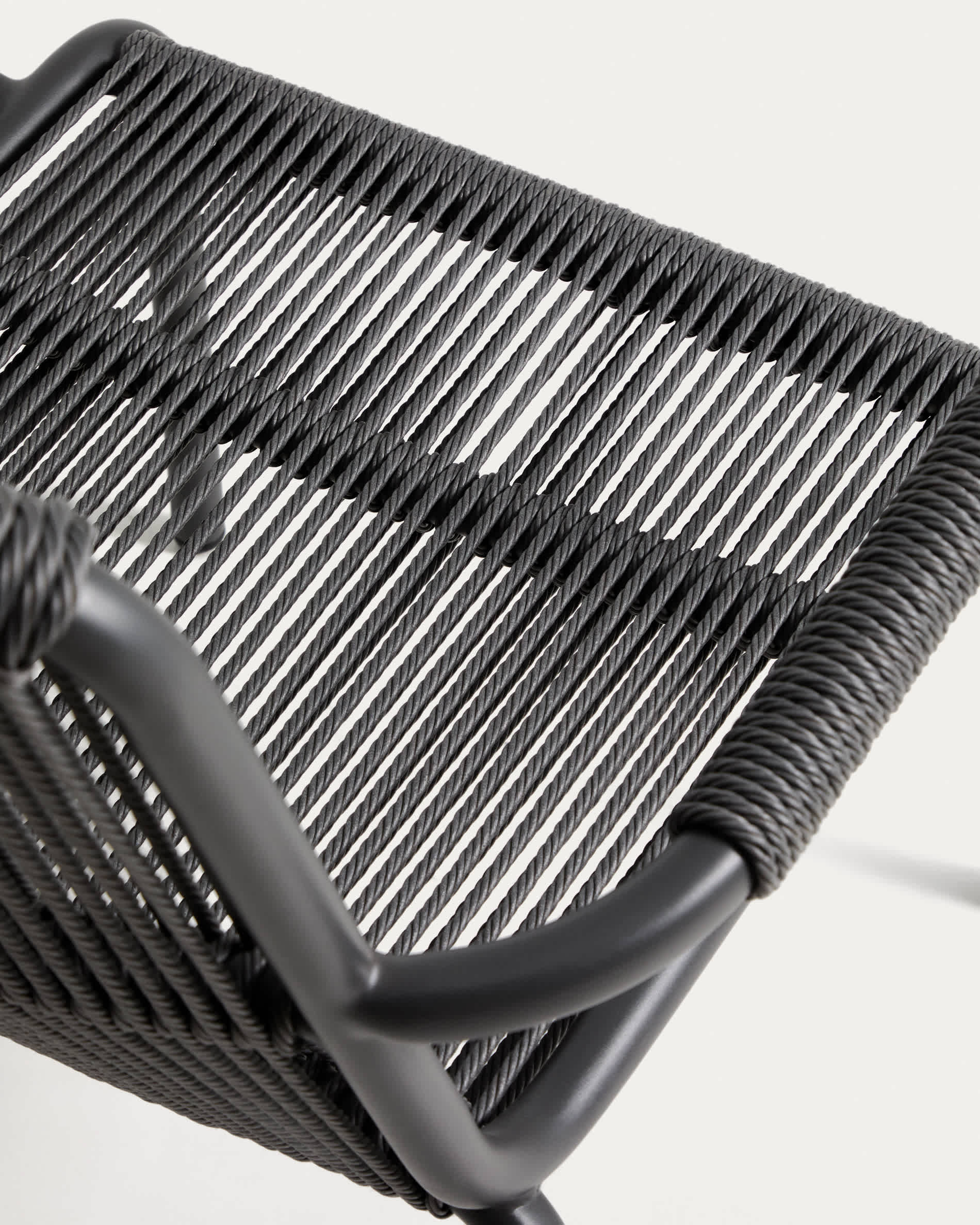 Salis stackable armchair in graphite aluminium and dark grey synthetic rope cord