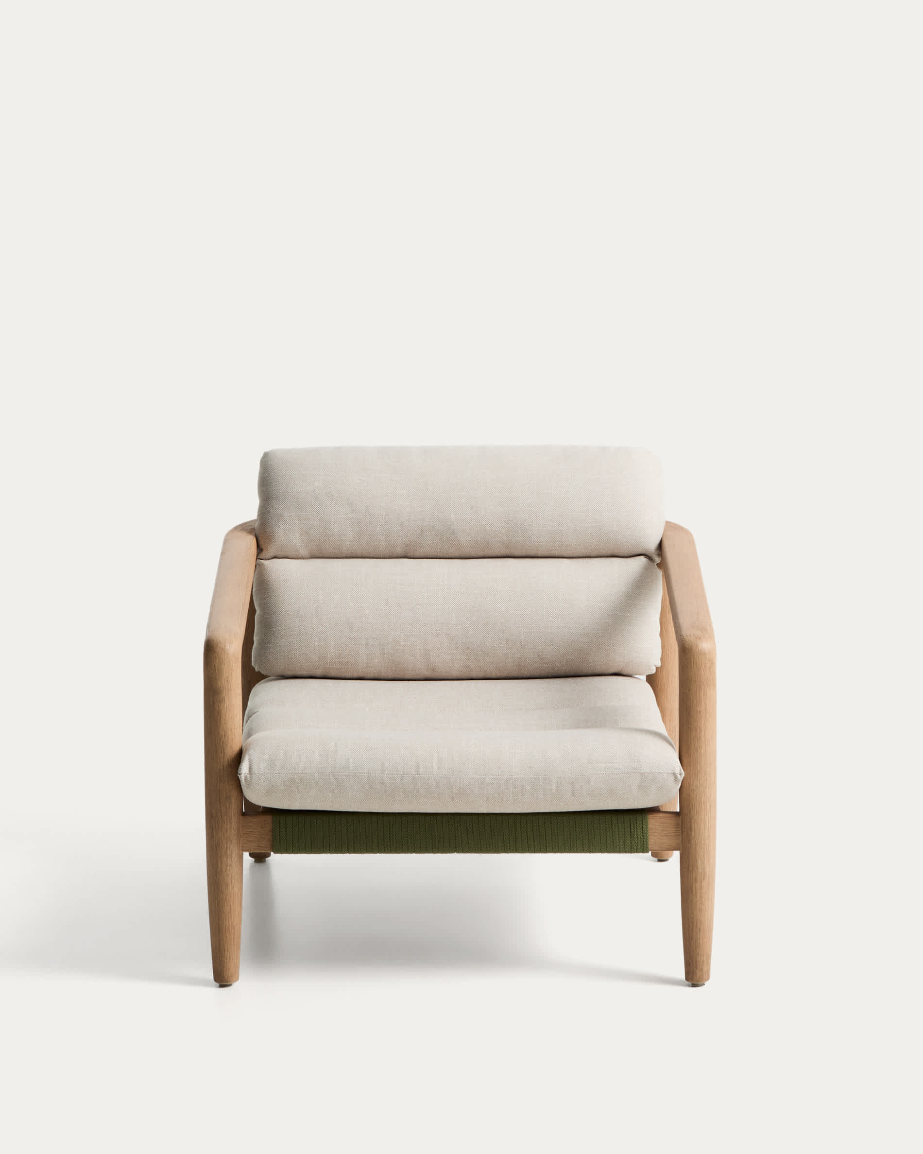 Menfi armchair in solid acacia wood and green rope cord FSC 100%