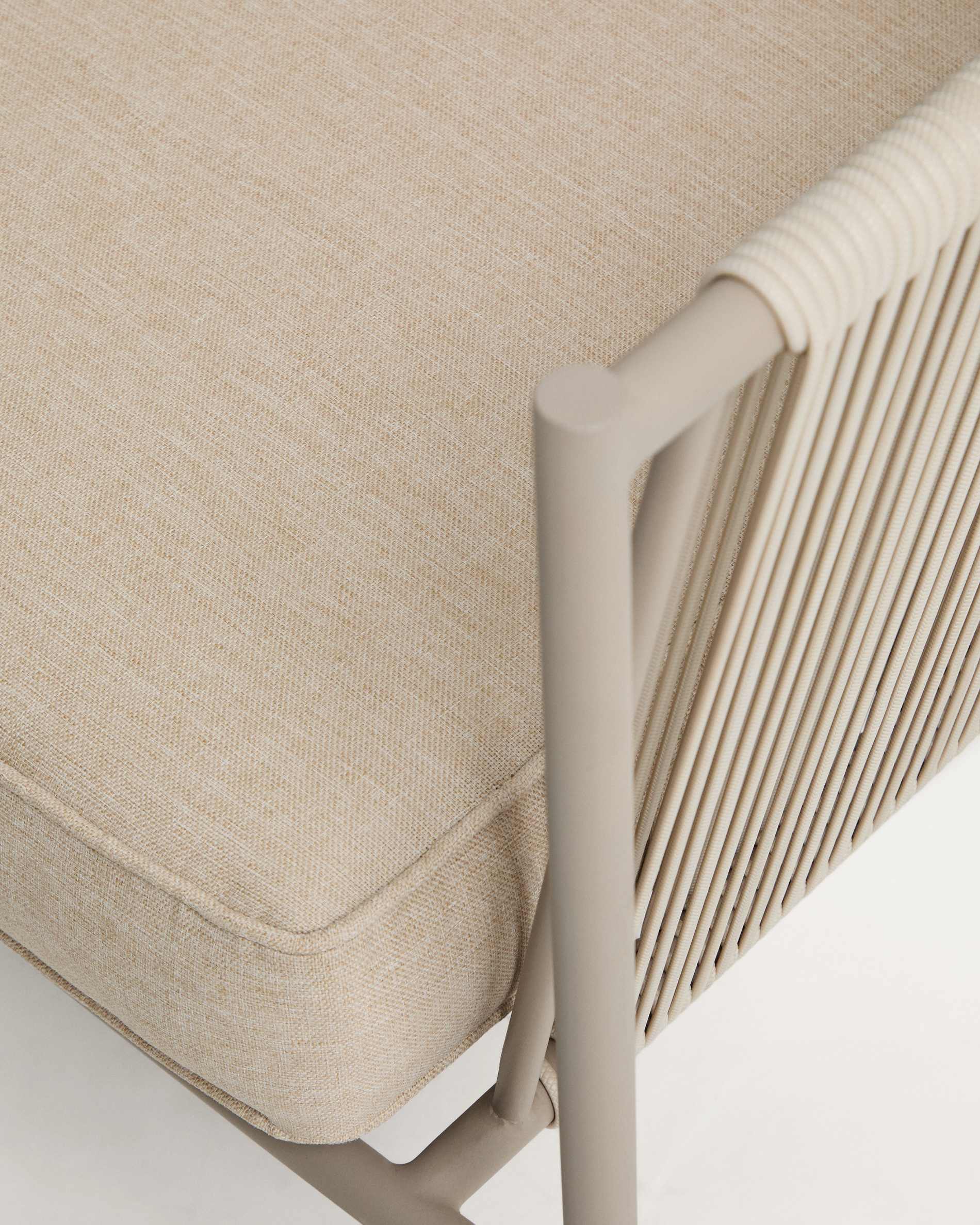 Zivia 2-seater outdoor sofa in ecru rope cord and taupe galvanised steel 178cm