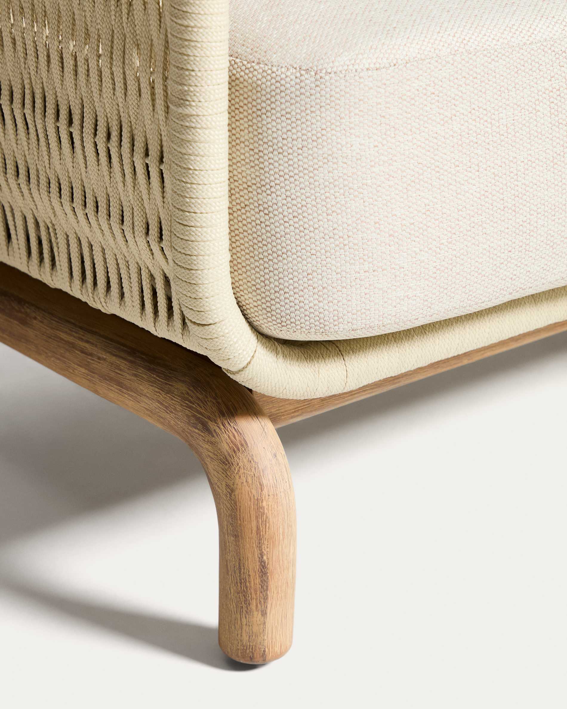 Alipa 2-seater sofa in solid acacia wood and ecru rope cord 165 cm FSC 100%