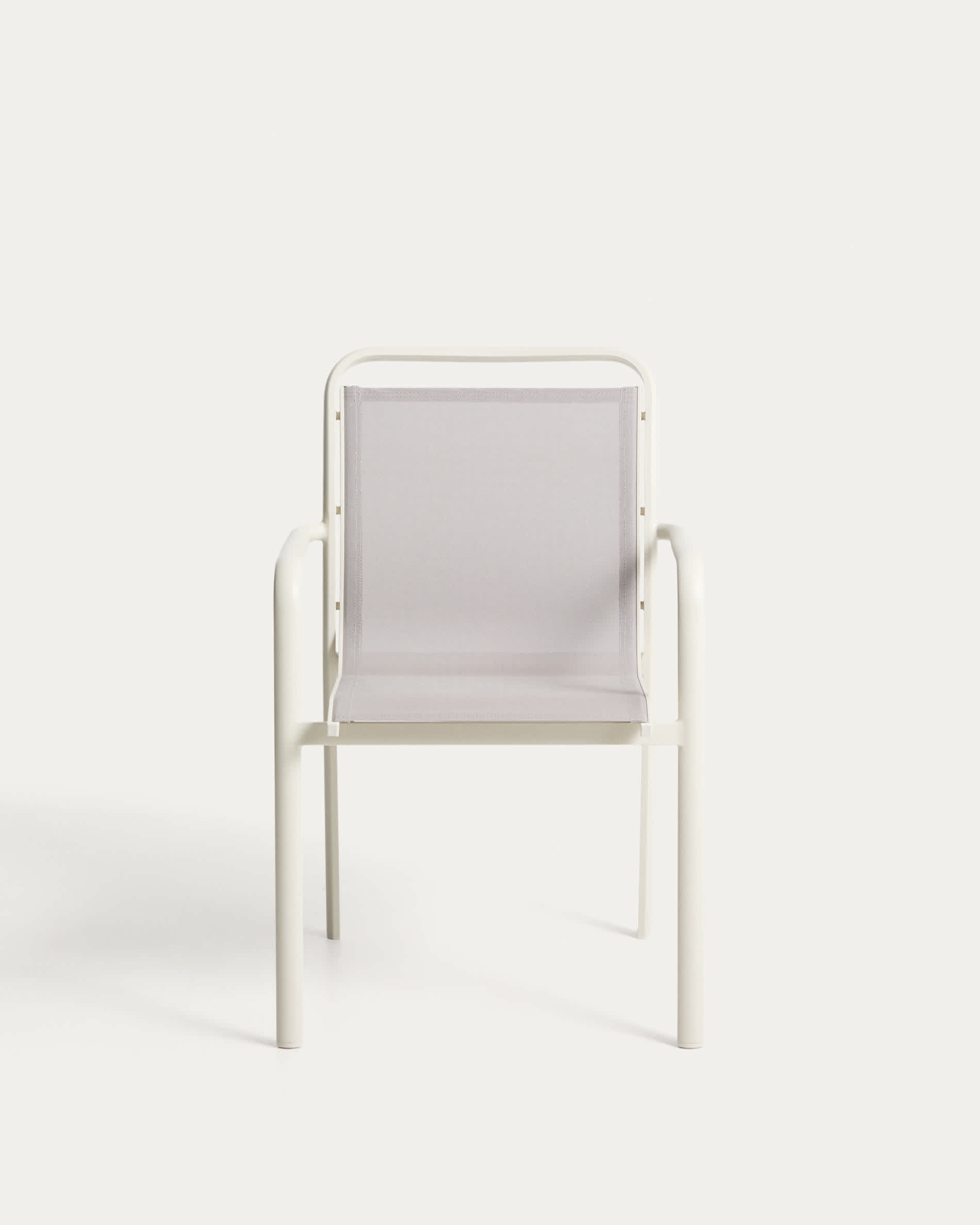 Luri stackable outdoor chair in ecru aluminium and beige texteline