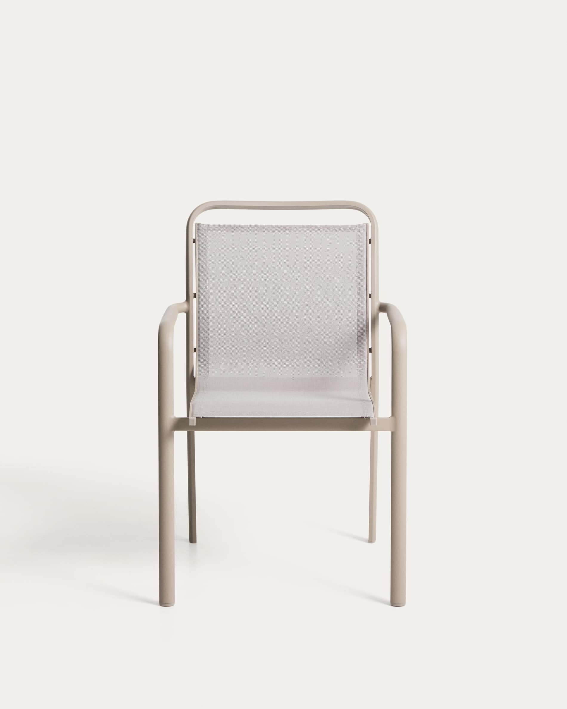Luri stackable outdoor chair in taupe aluminium and beige texteline