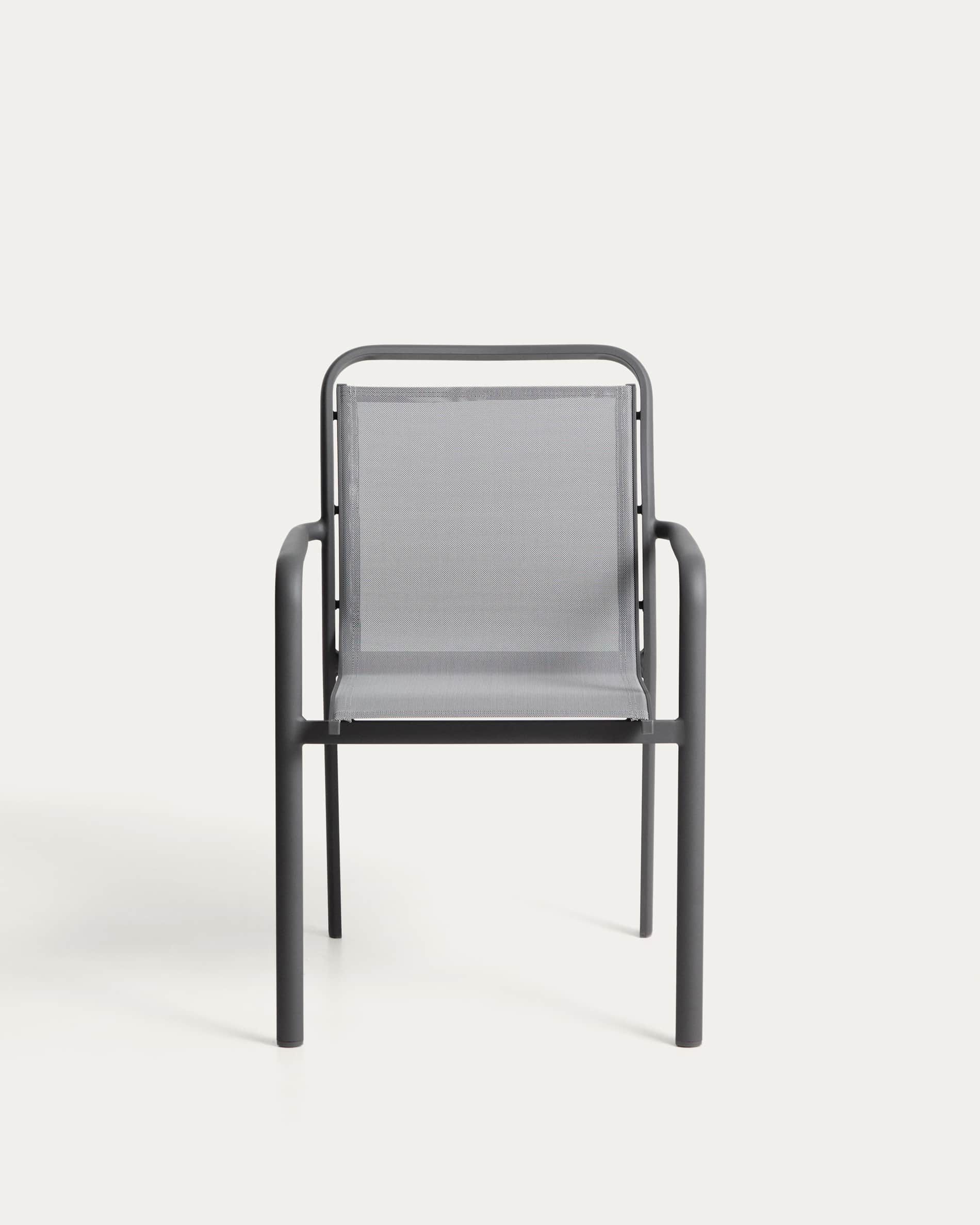 Luri stackable outdoor chair in graphite aluminium and grey texteline