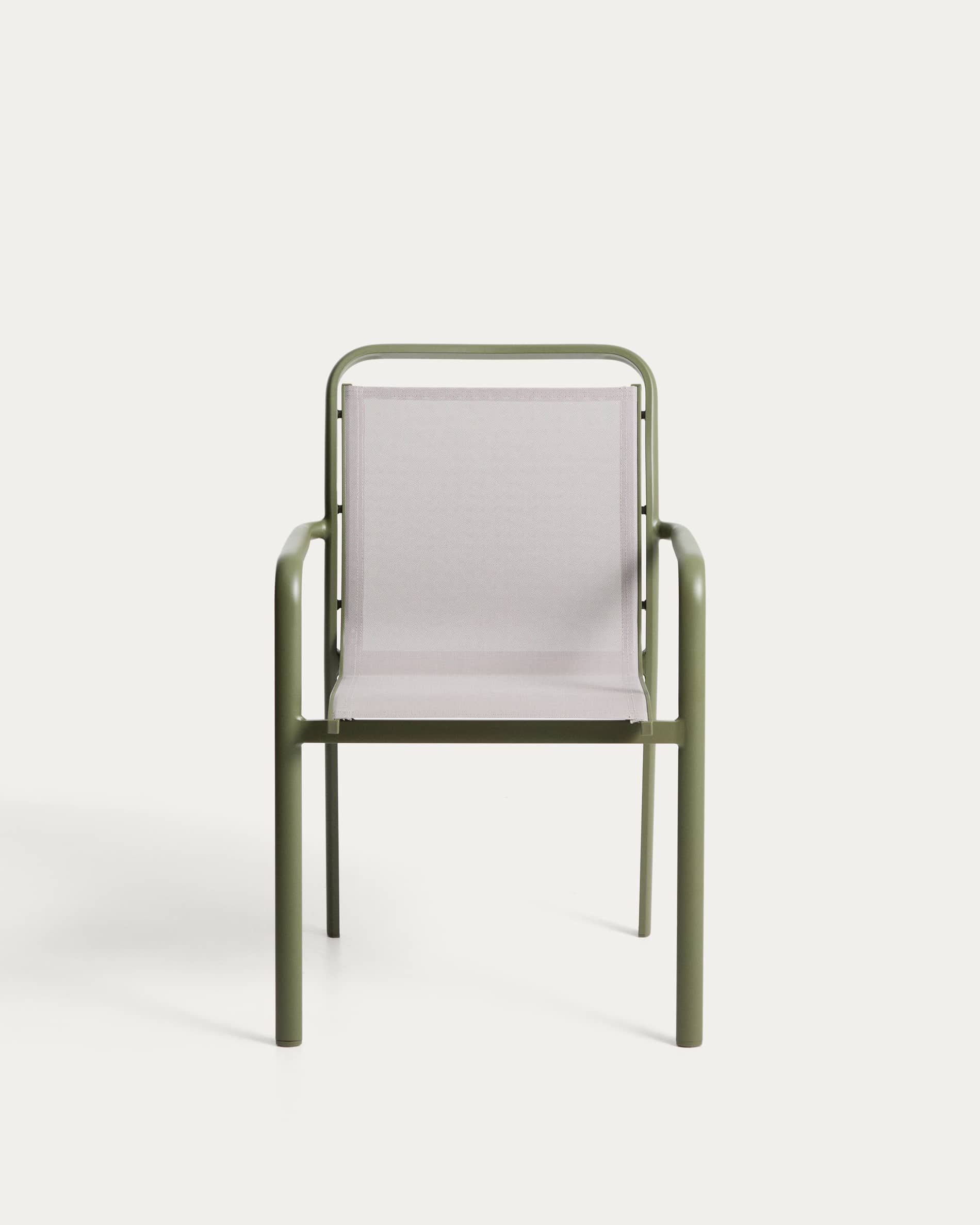 Luri stackable outdoor chair in green aluminium and beige texteline