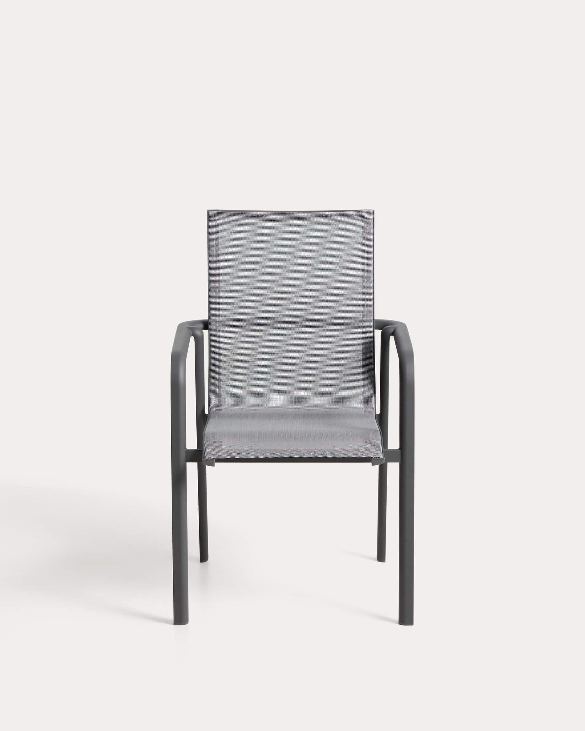 Canea stackable outdoor chair in grey texteline and graphite aluminium