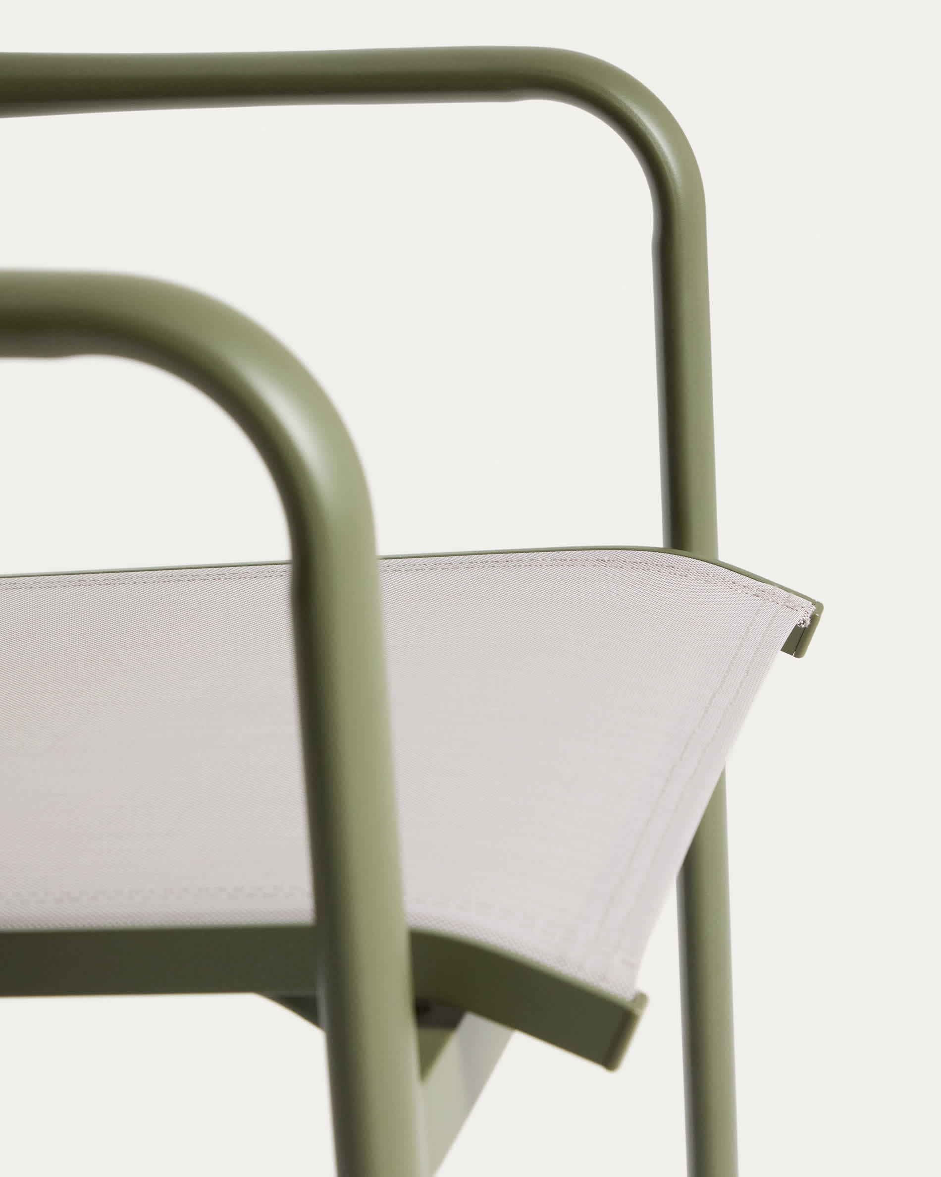 Luri stackable outdoor chair in green aluminium and beige texteline