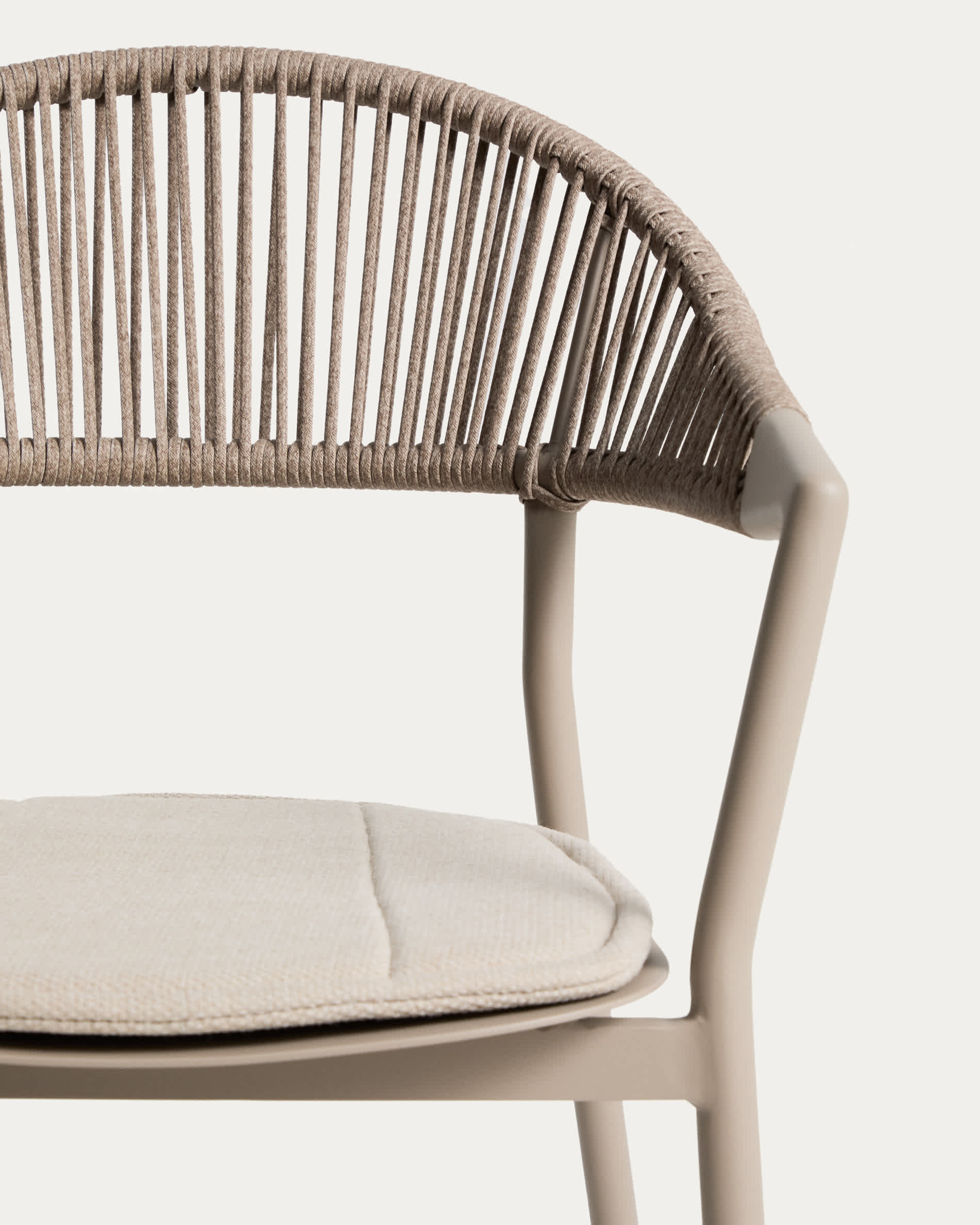 Alimia stackable outdoor chair in taupe aluminium with brown synthetic rope