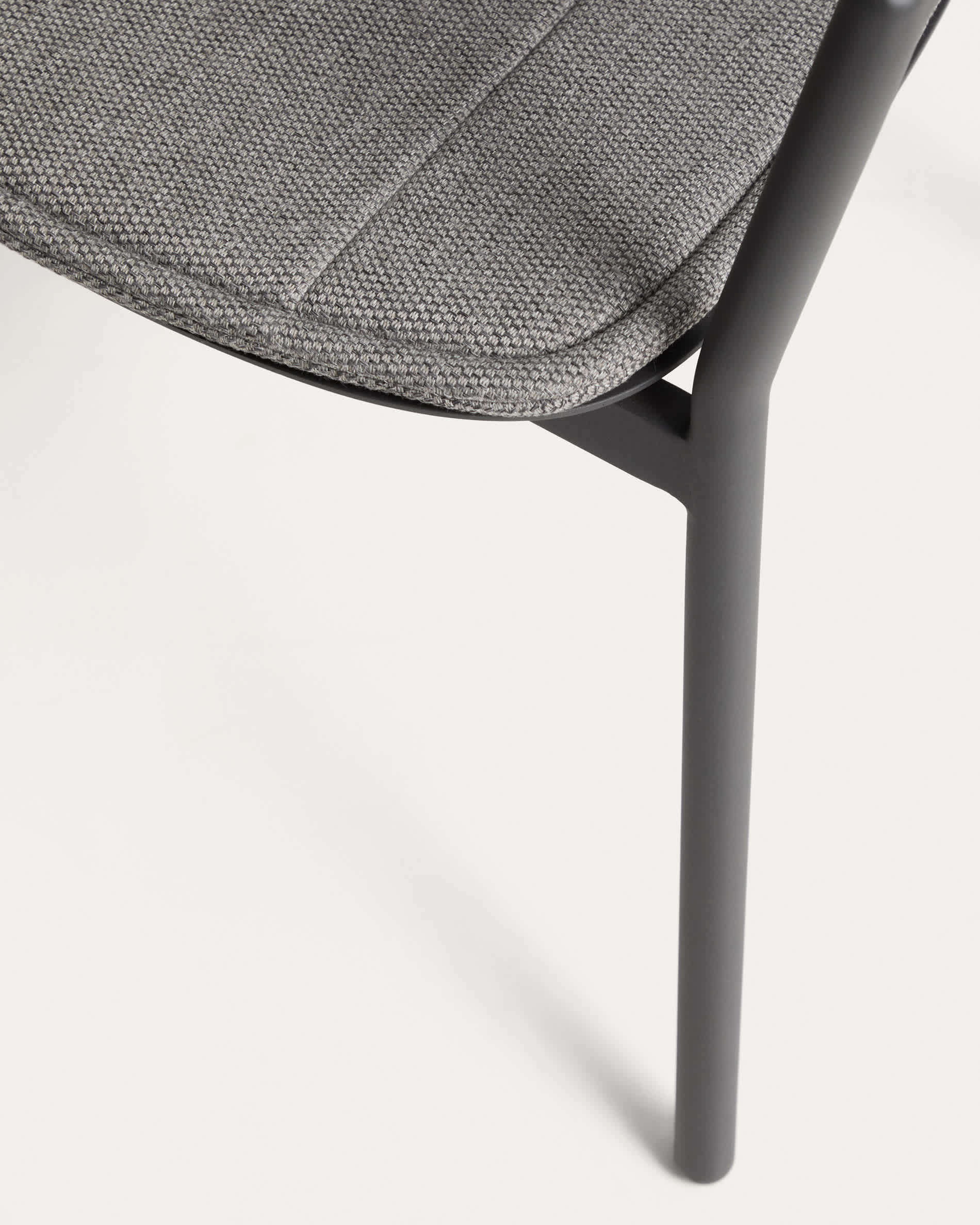 Alimia stackable outdoor chair in graphite aluminium with grey synthetic rope
