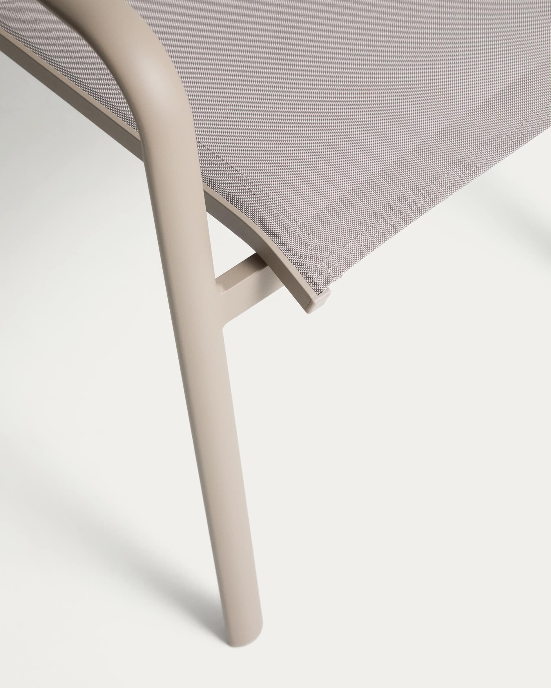 Luri stackable outdoor chair in taupe aluminium and beige texteline