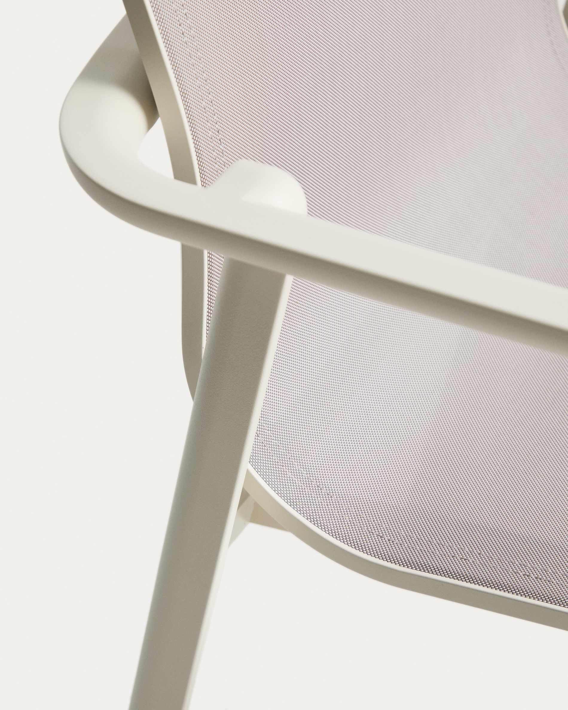 Canea stackable outdoor chair in beige texteline and ecru aluminium