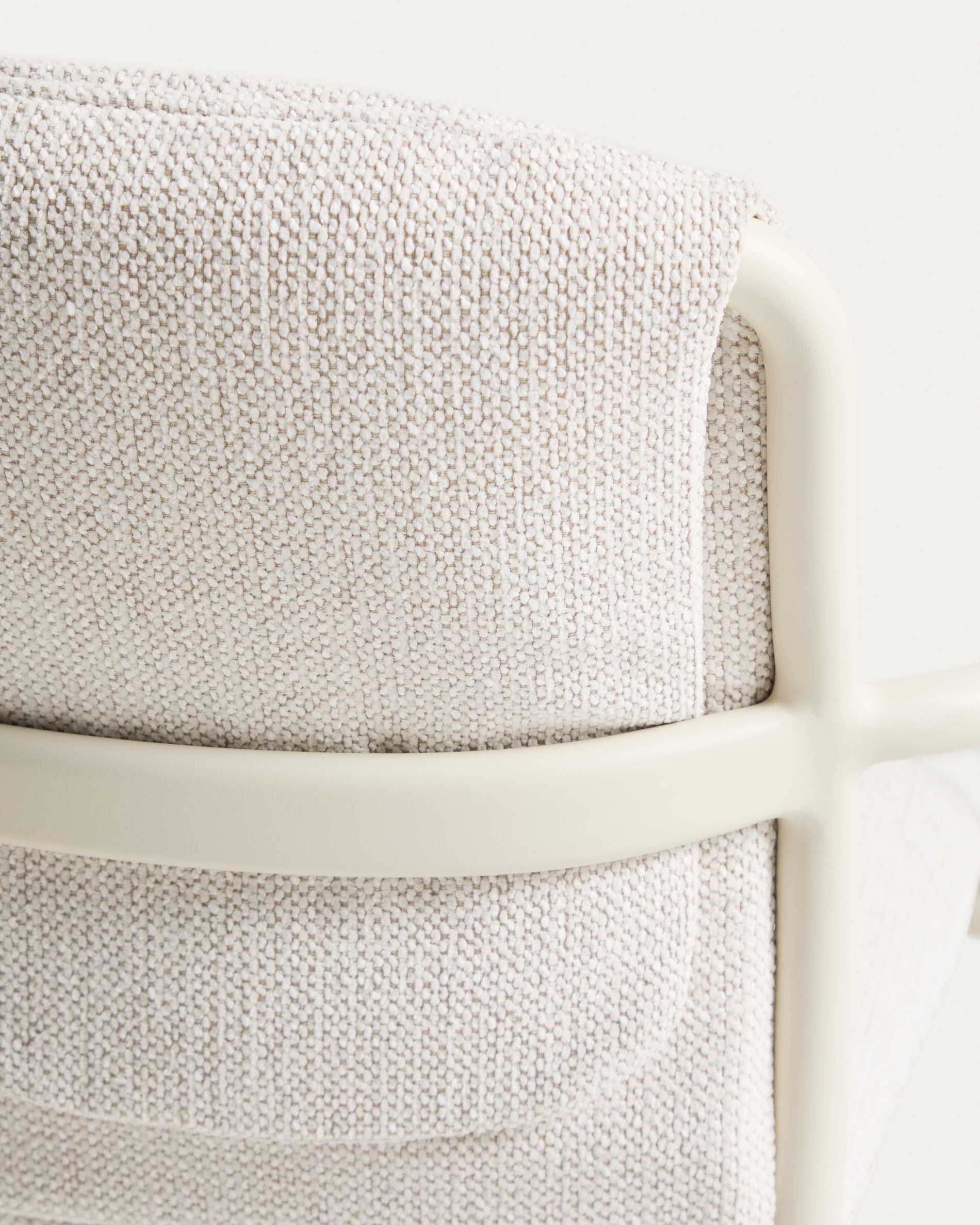 Linosa stackable outdoor chair in ecru aluminium with beige cushion