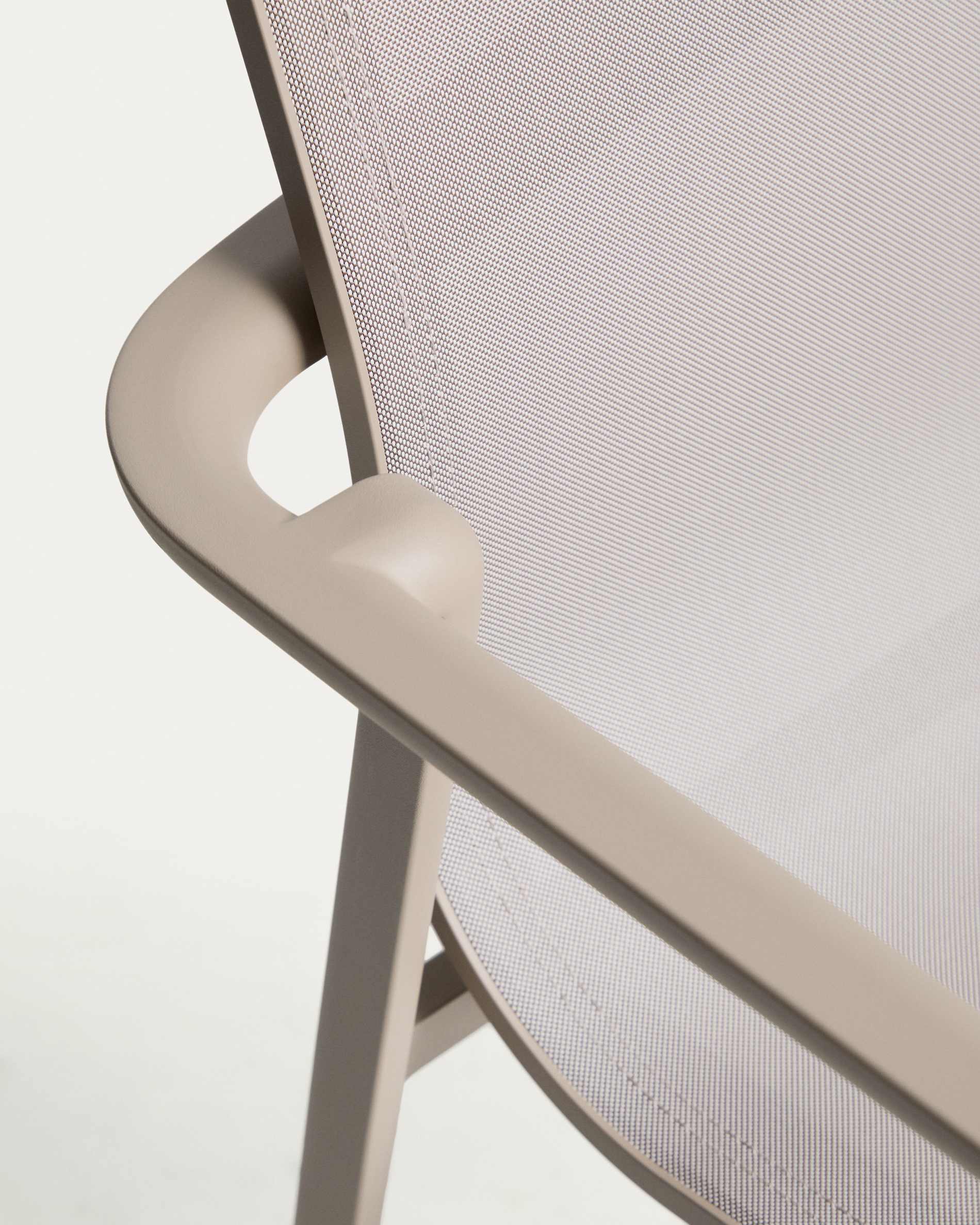 Canea stackable outdoor chair in beige texteline and taupe aluminium
