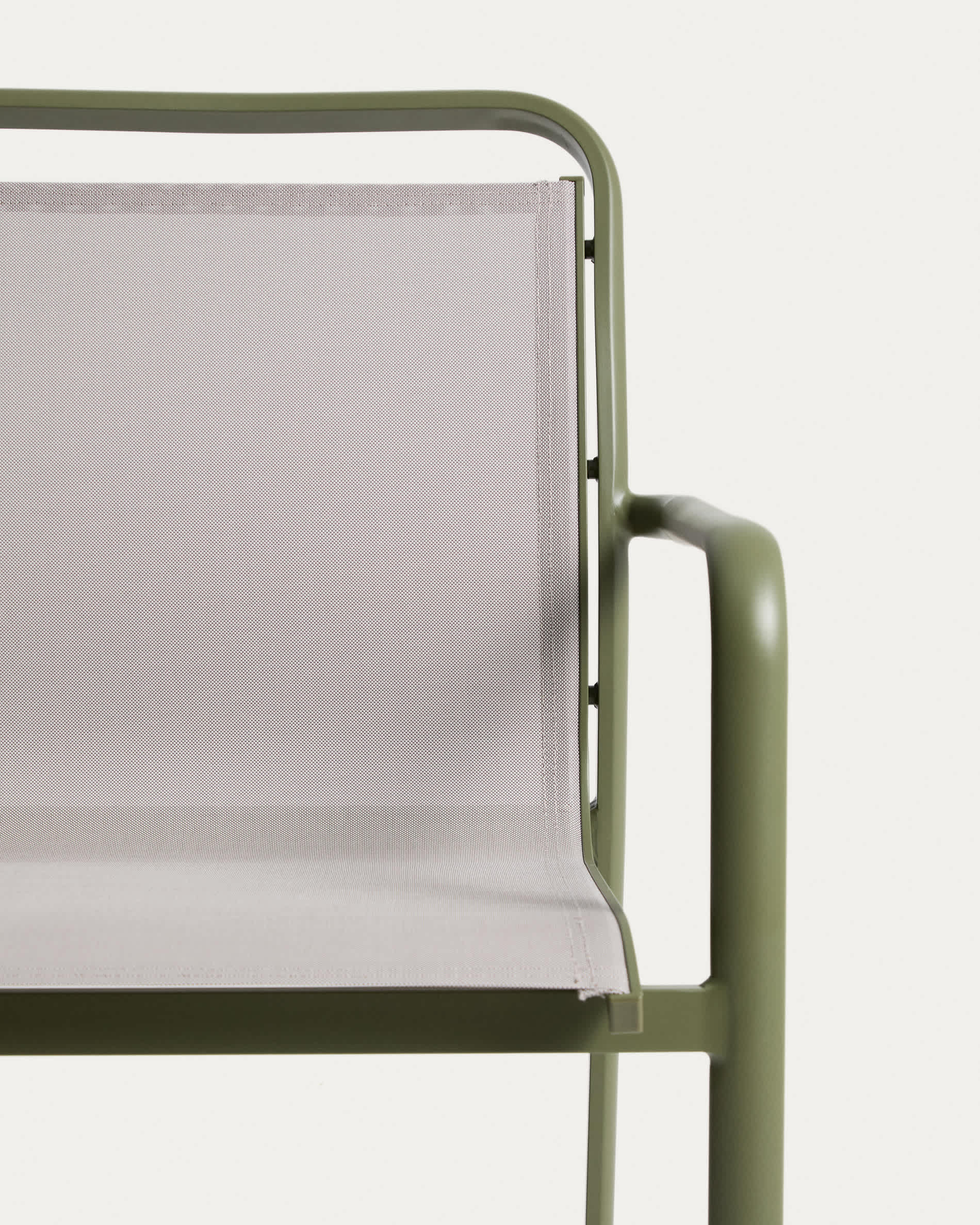 Luri stackable outdoor chair in green aluminium and beige texteline