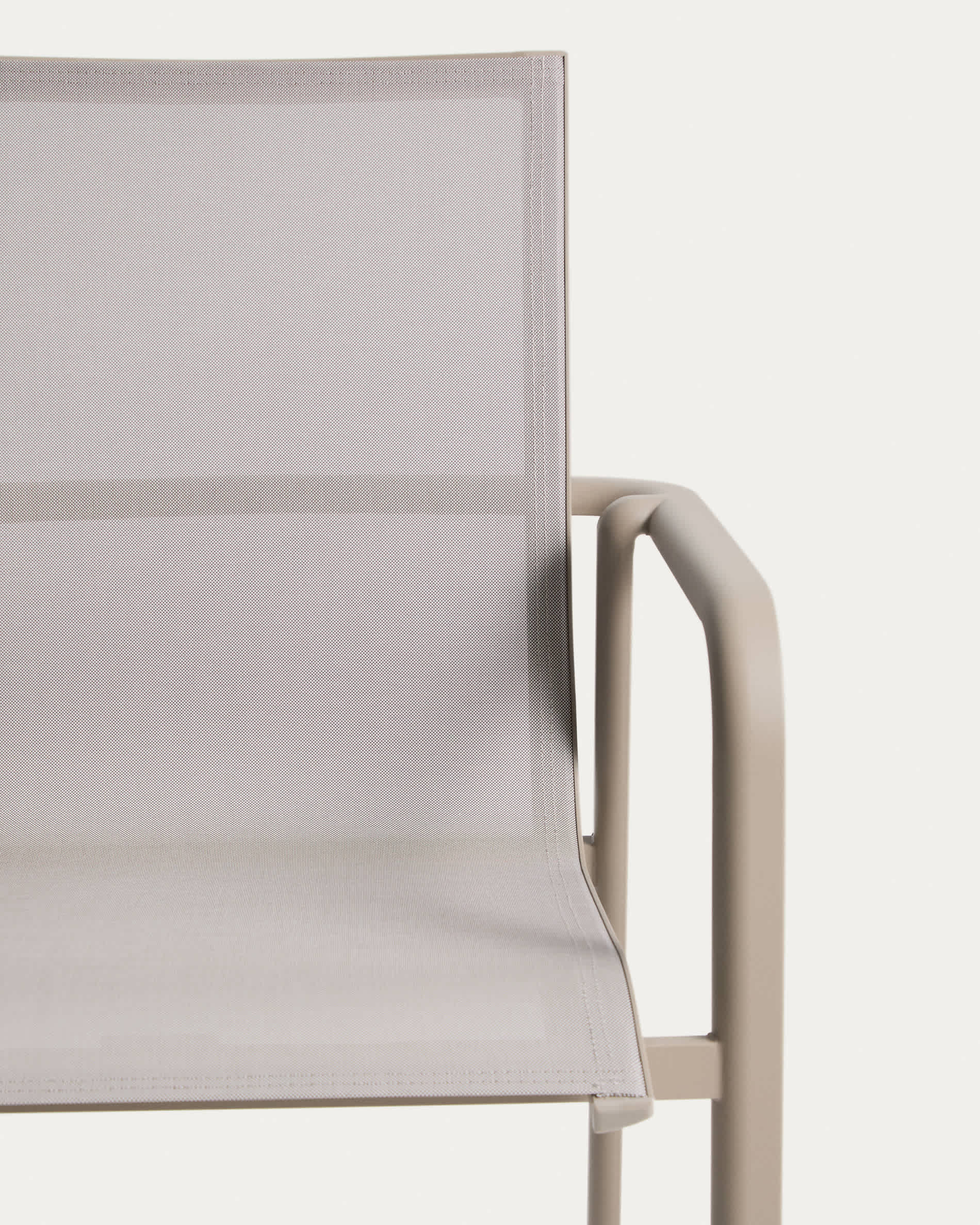 Canea stackable outdoor chair in beige texteline and taupe aluminium