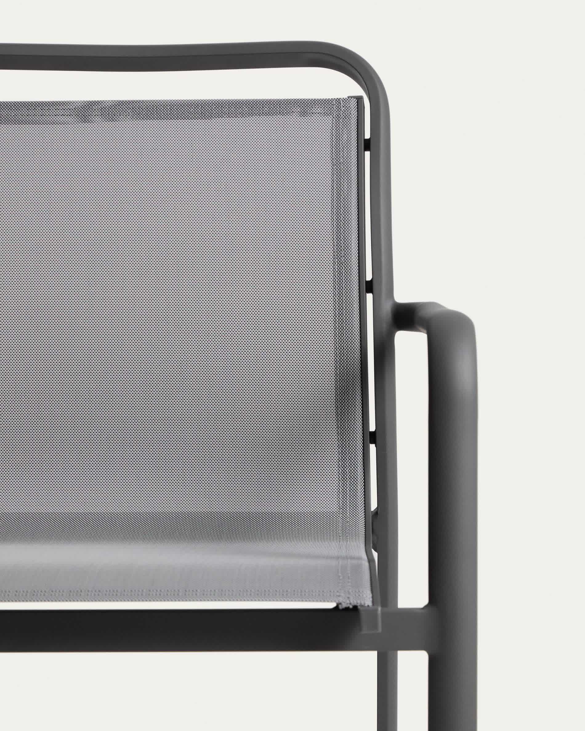 Luri stackable outdoor chair in graphite aluminium and grey texteline