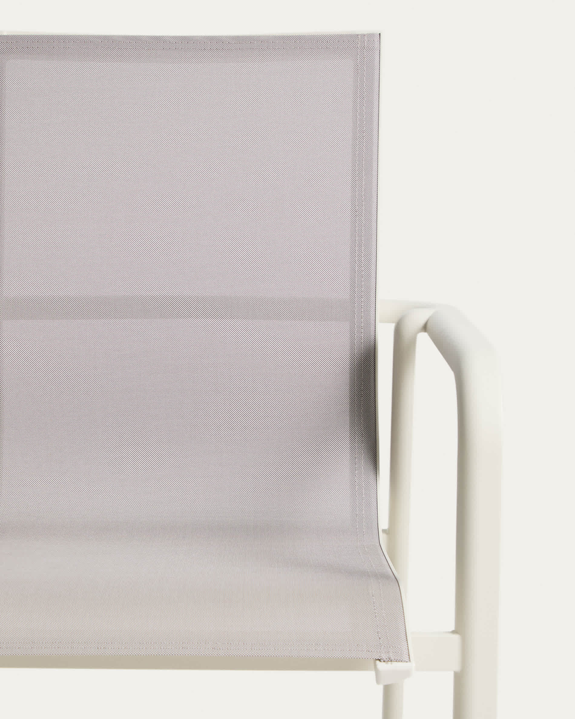 Canea stackable outdoor chair in beige texteline and ecru aluminium