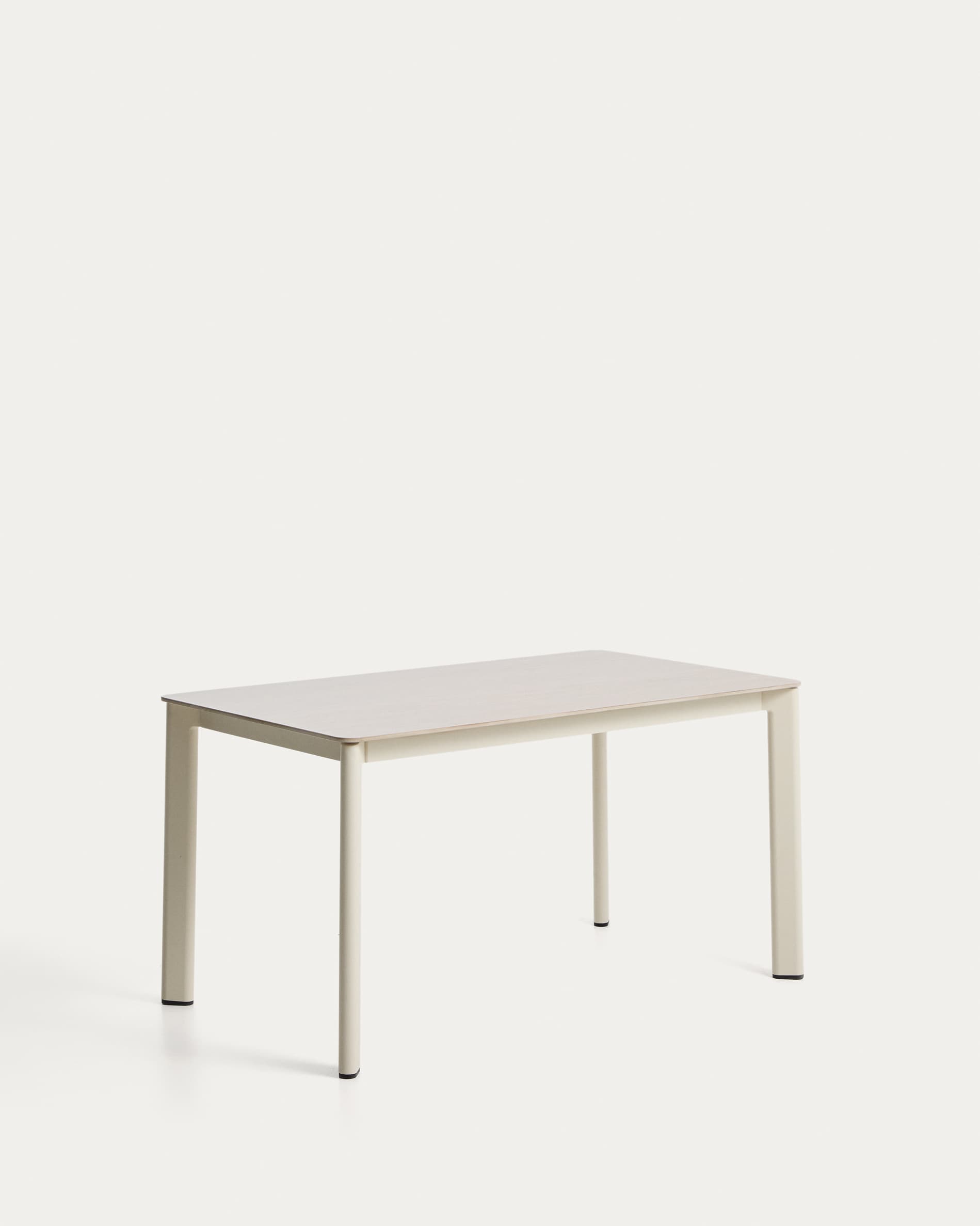 Anafi table in sintered stone and ecru aluminium 140 x 80 cm