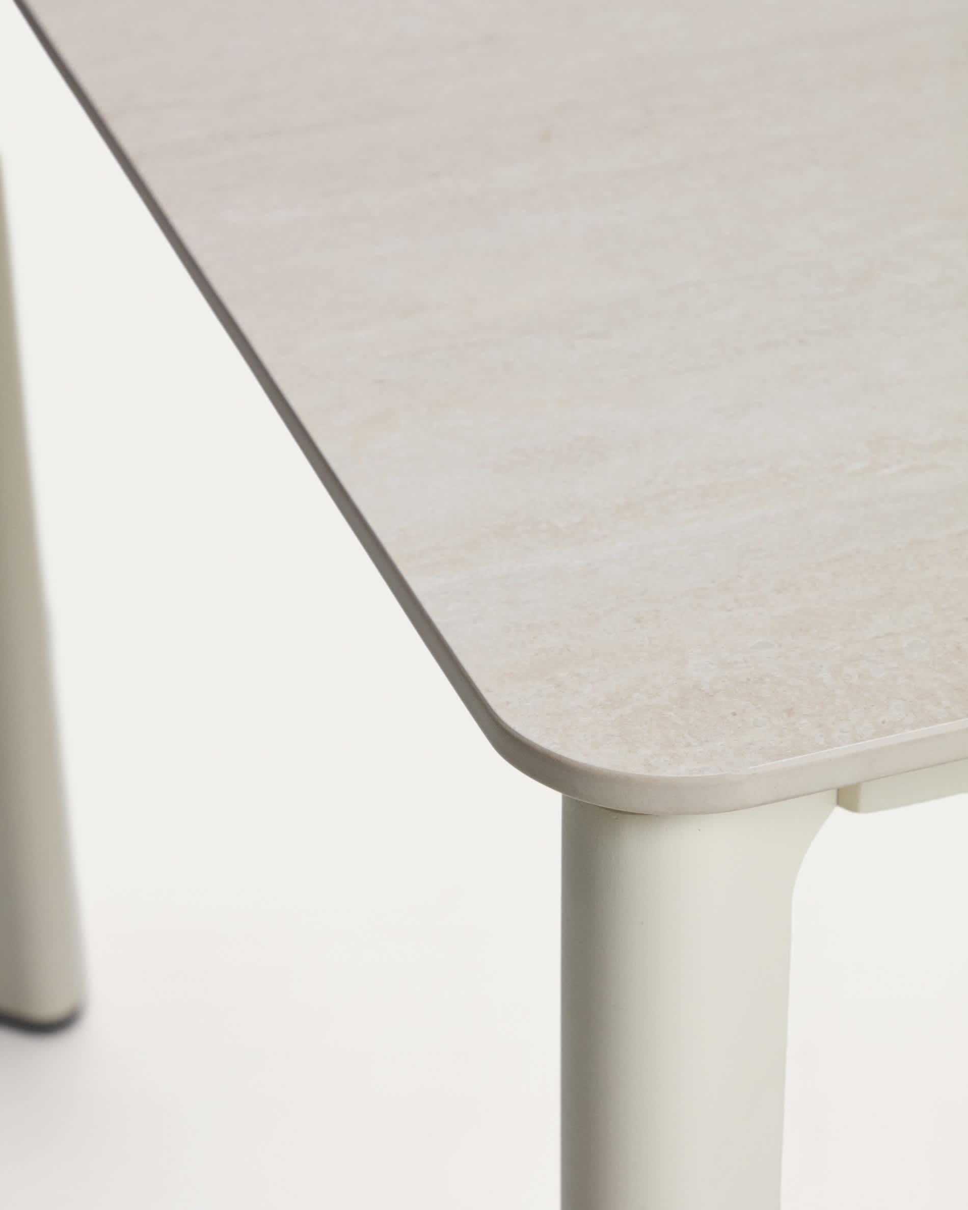 Anafi table in sintered stone and ecru aluminium 220 x 100 cm