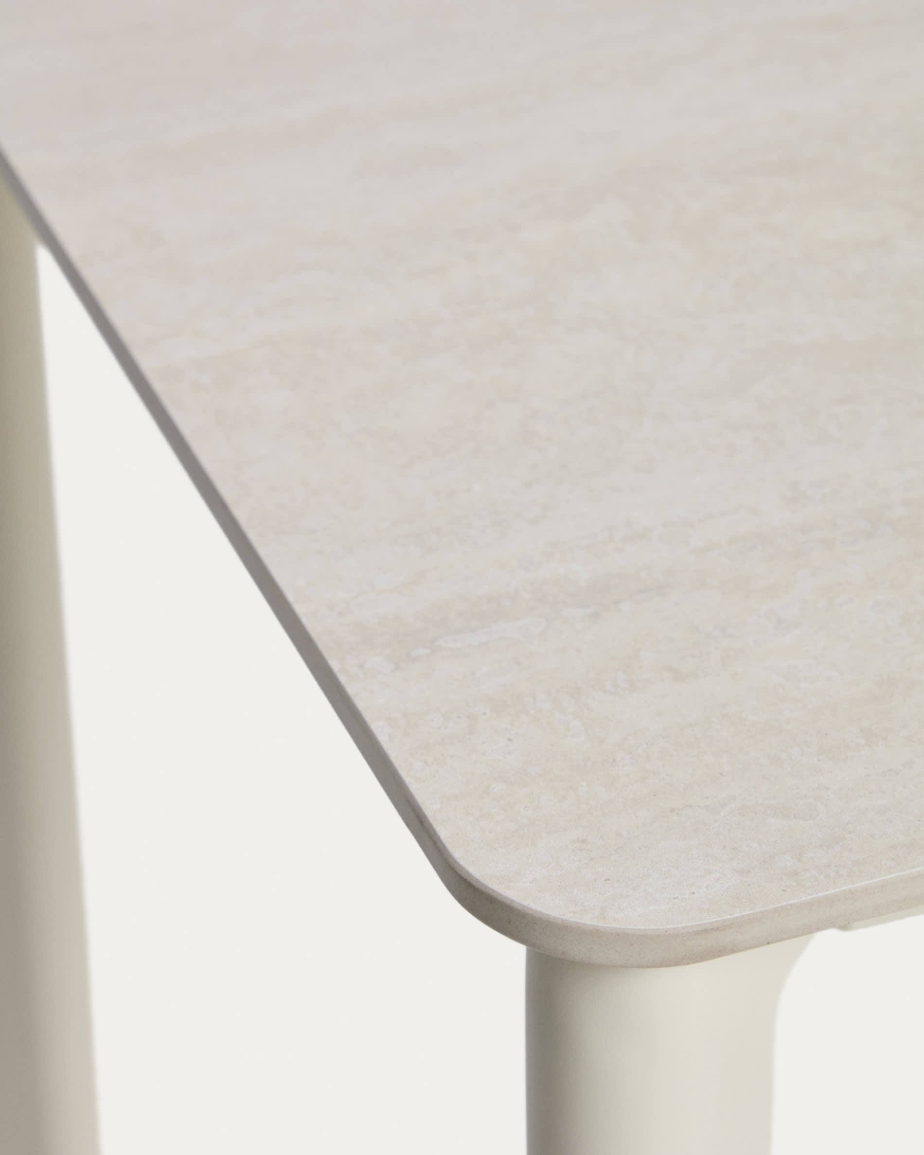 Anafi table in sintered stone and ecru aluminium 140 x 80 cm