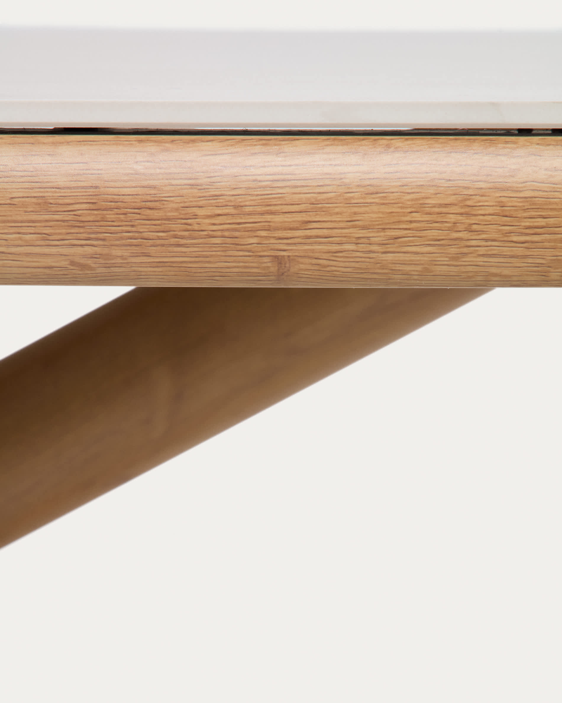 Mirtia outdoor table in wood-effect aluminium and ecru sintered stone 240 x 110cm