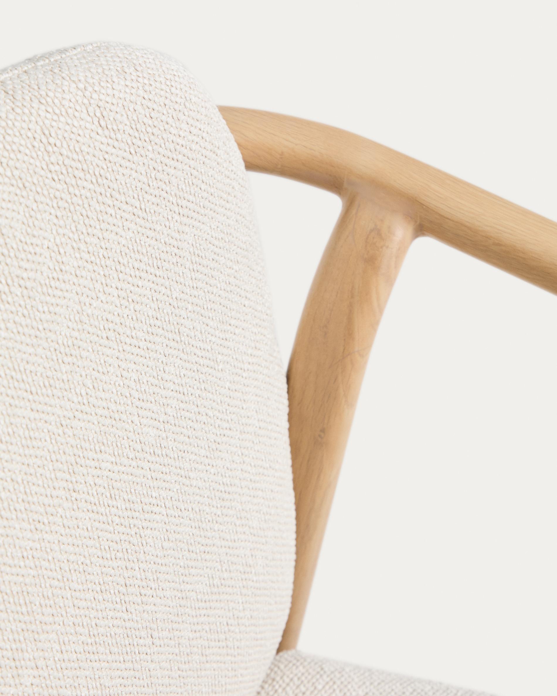 Sirte stackable outdoor chair in aluminium with wood-effect finish and ecru rope cord