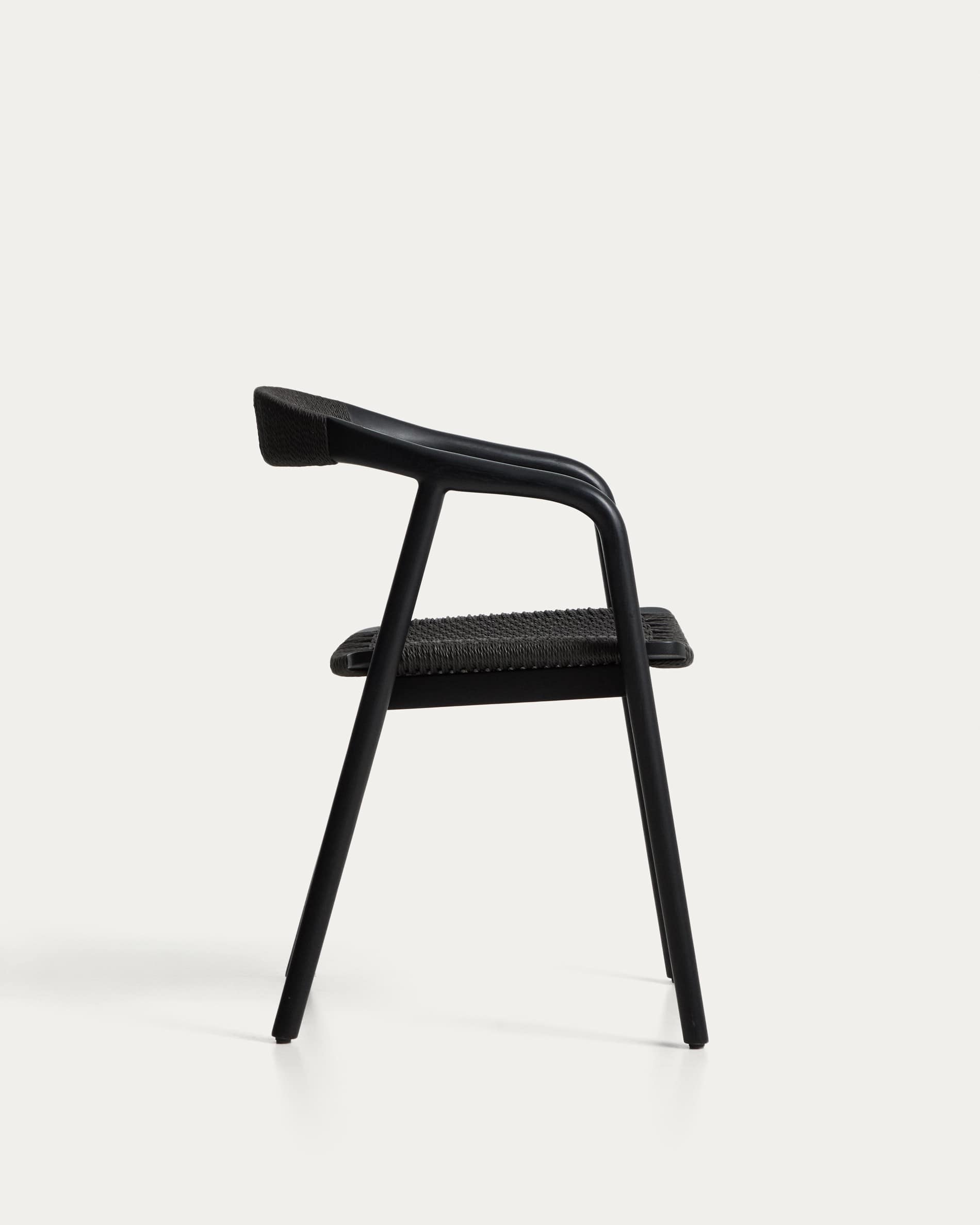 Derile chair in solid oak wood with black finish and black paper rope cord FSC Mix Credit