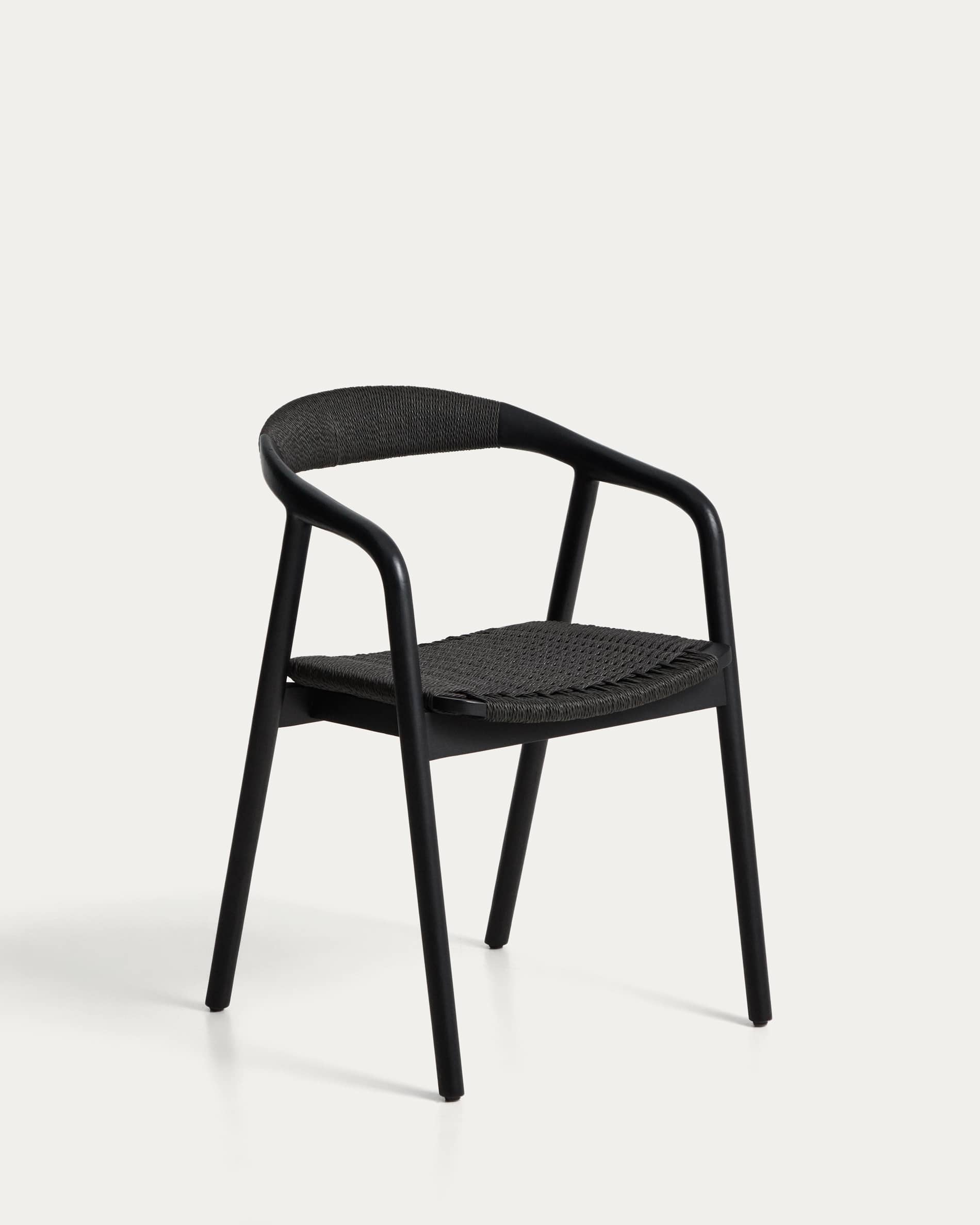 Derile chair in solid oak wood with black finish and black paper
