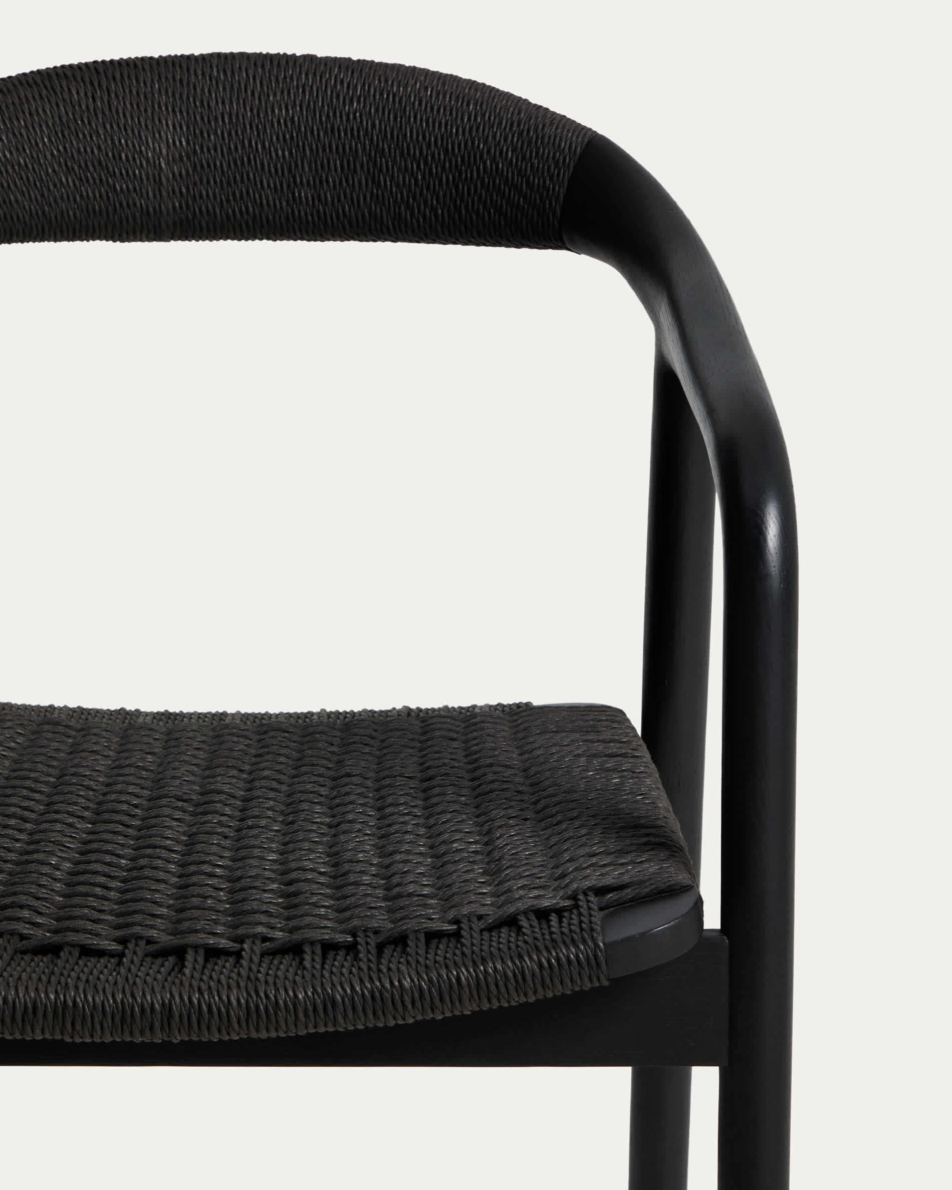 Derile chair in solid oak wood with black finish and black paper rope cord FSC Mix Credit