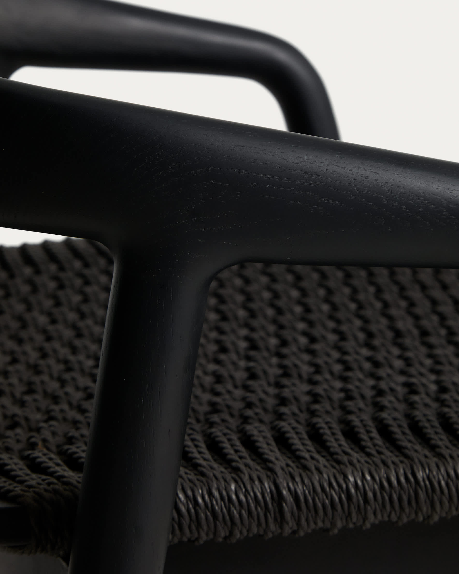 Derile stool in solid oak wood with black finish and black paper rope cord FSC Mix Credit 65cm