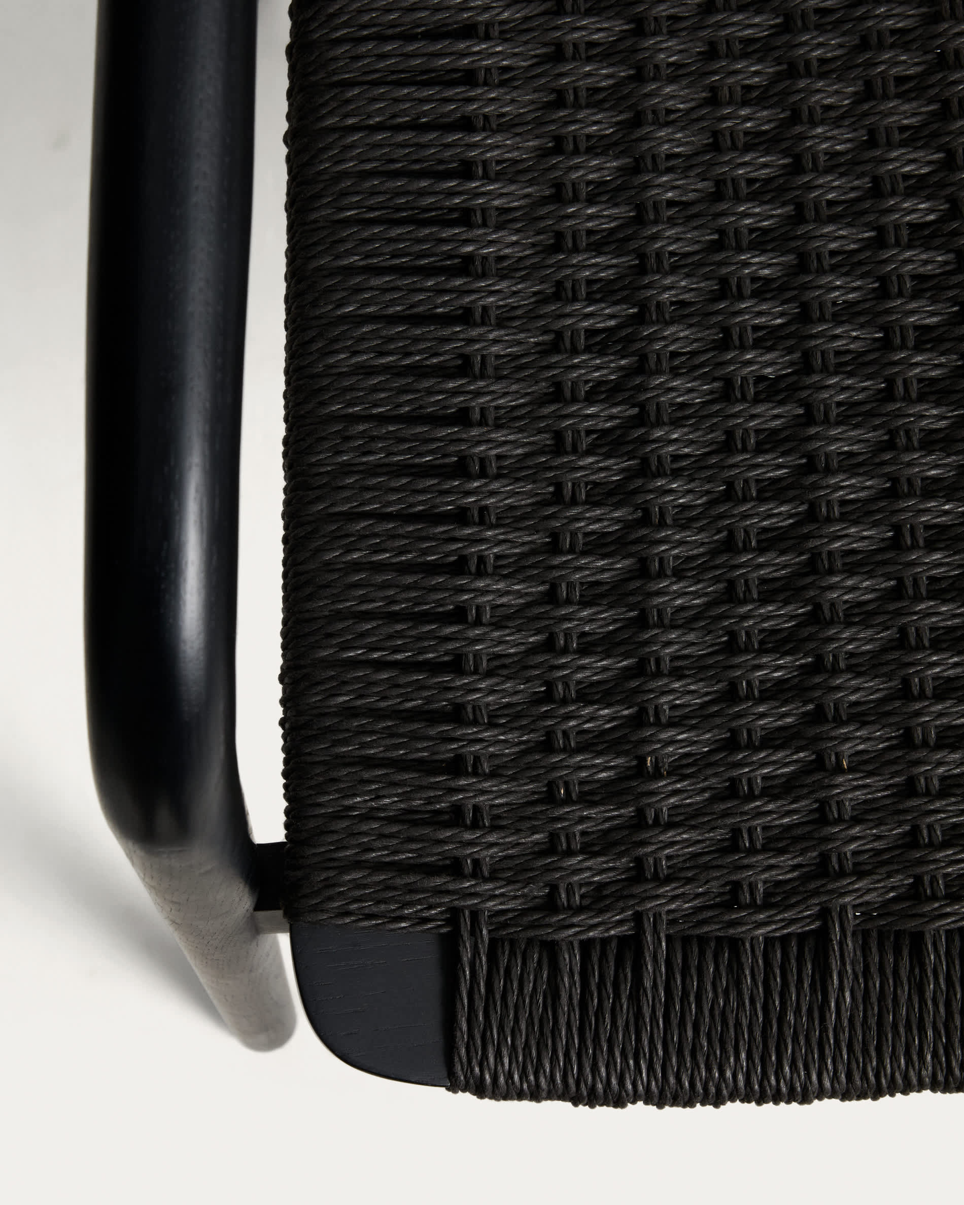 Derile chair in solid oak wood with black finish and black paper rope cord FSC Mix Credit