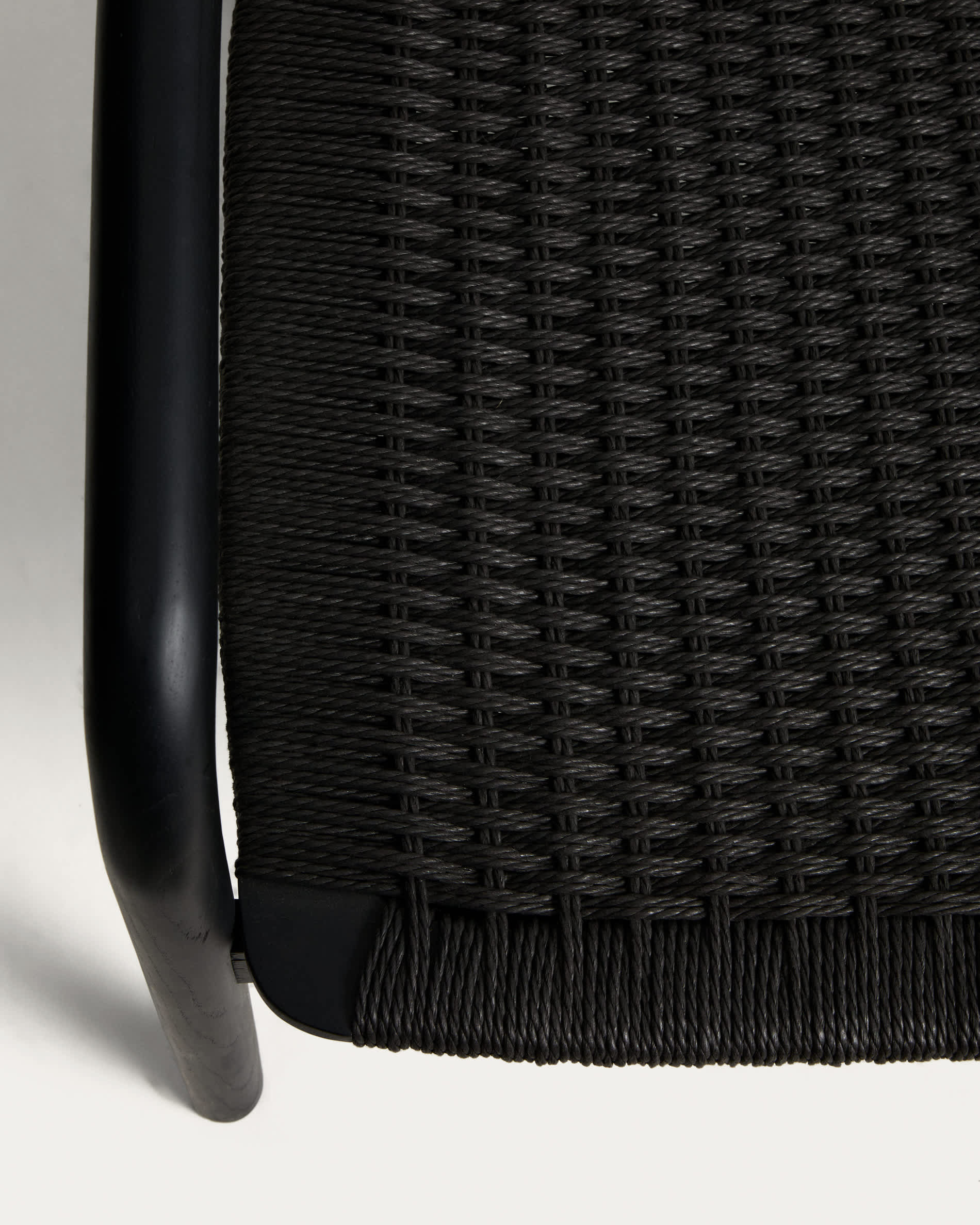 Derile armchair in solid oak wood with black finish and black paper rope FSC Mix Credit.