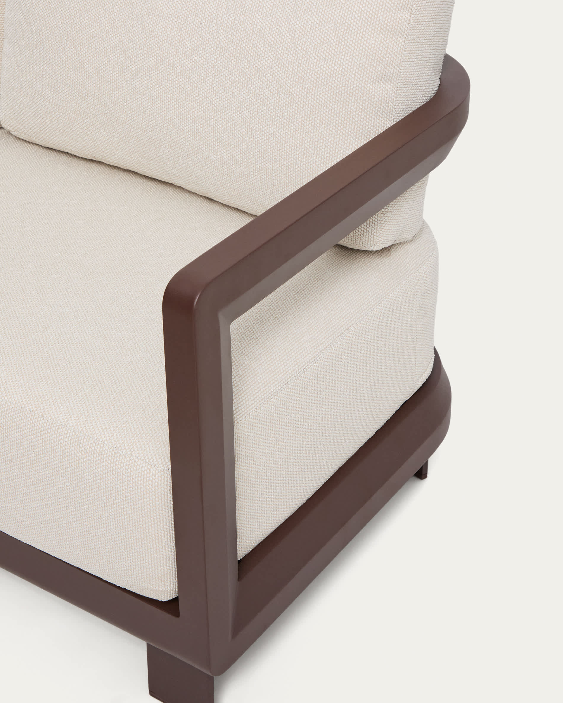 Nerano set with 3-seater sofa and coffee table in brown aluminium