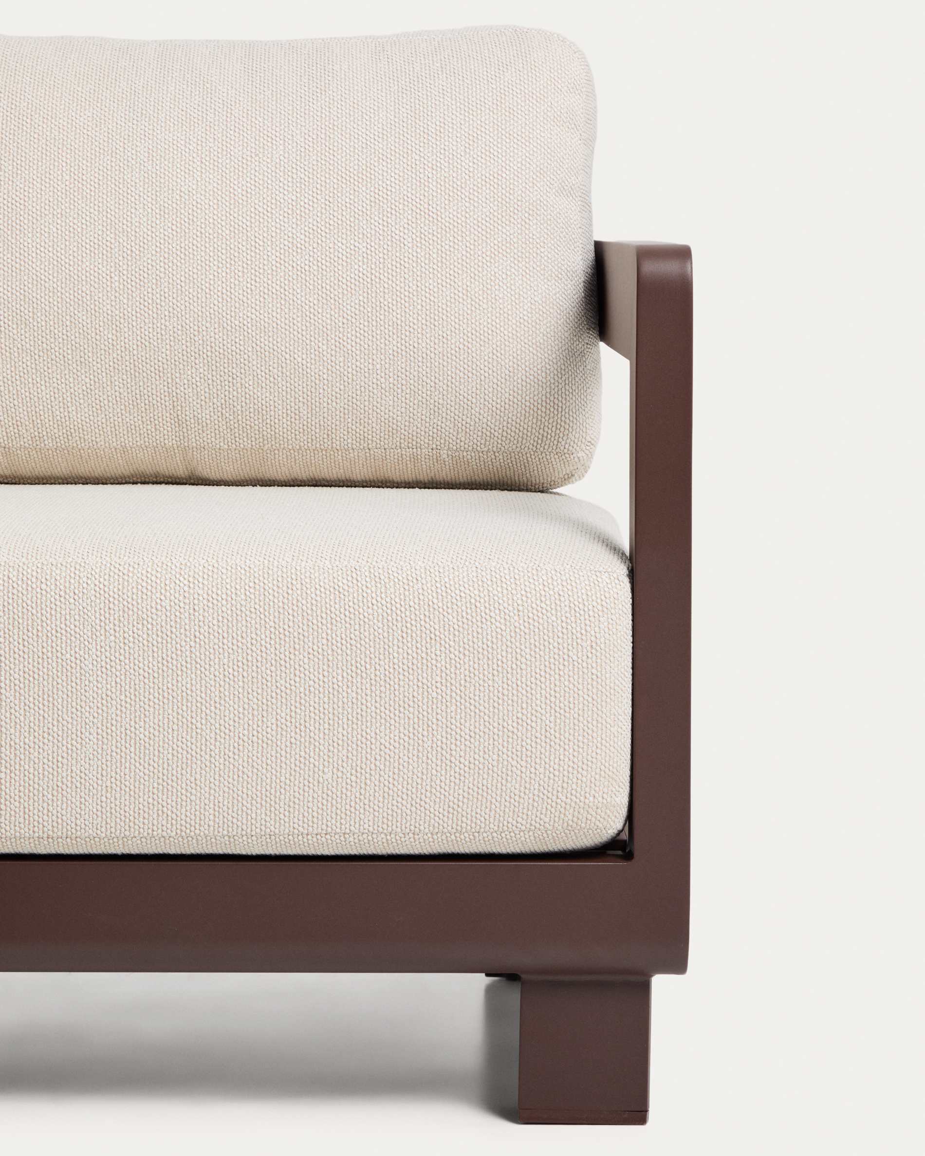 Nerano set with 3-seater sofa and coffee table in brown aluminium
