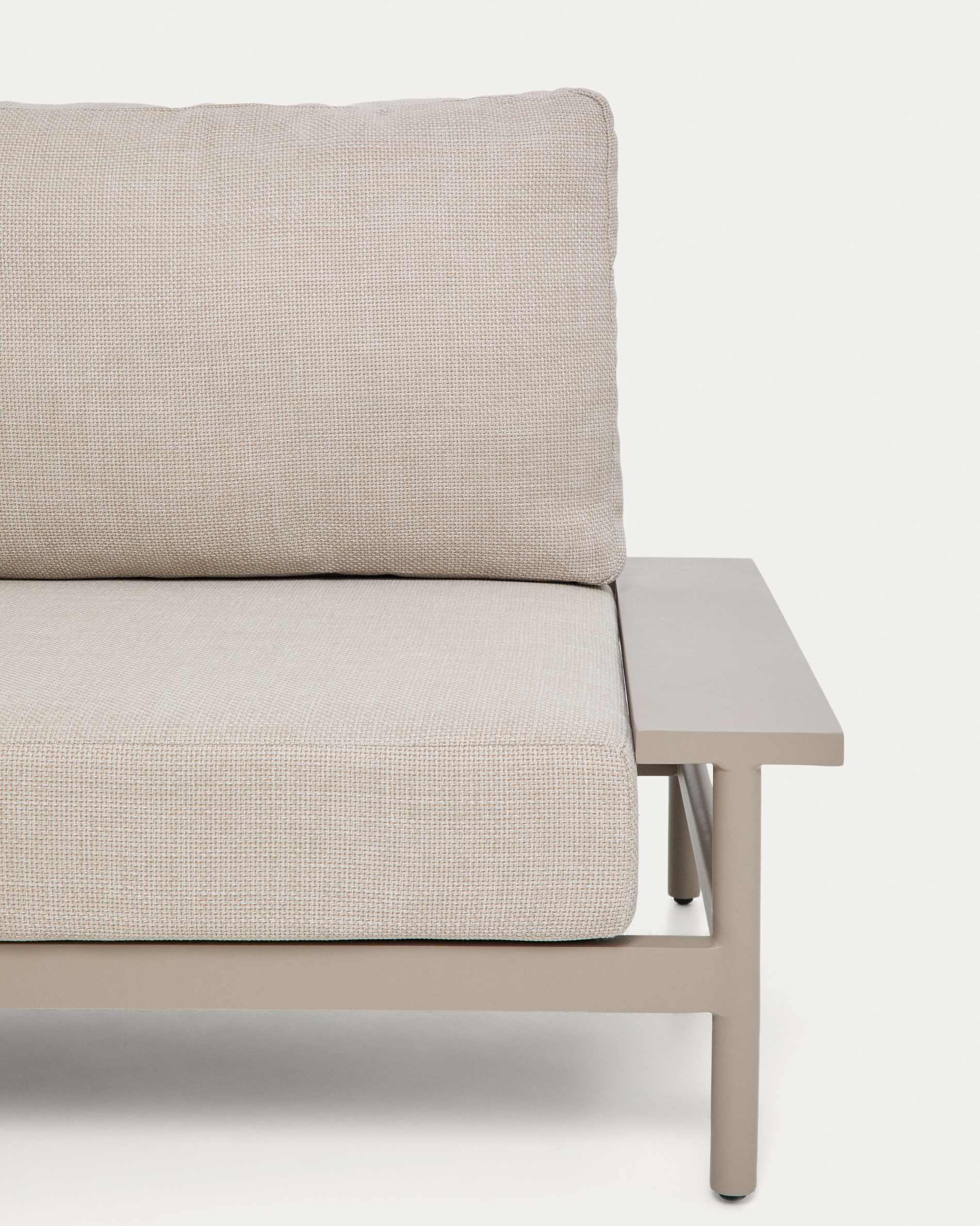 Vathi 3-seater aluminium sofa with left chaise longue in taupe 250 x 159 cm