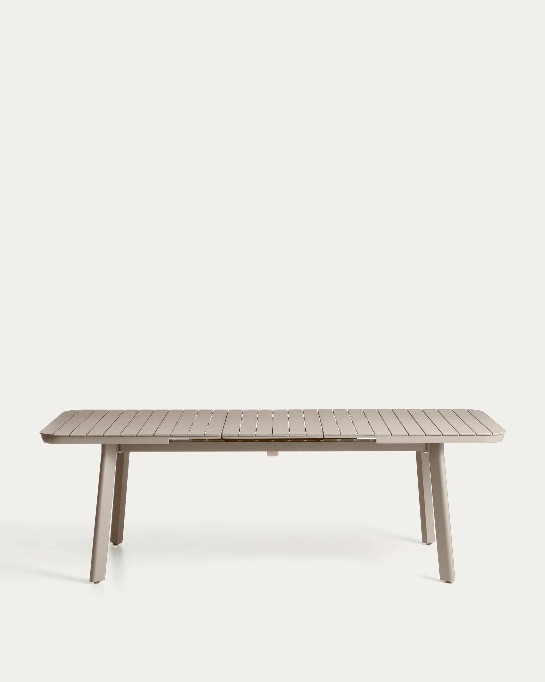 Izola extendable outdoor table in aluminium with taupe finish 185 (235) x 100 cm