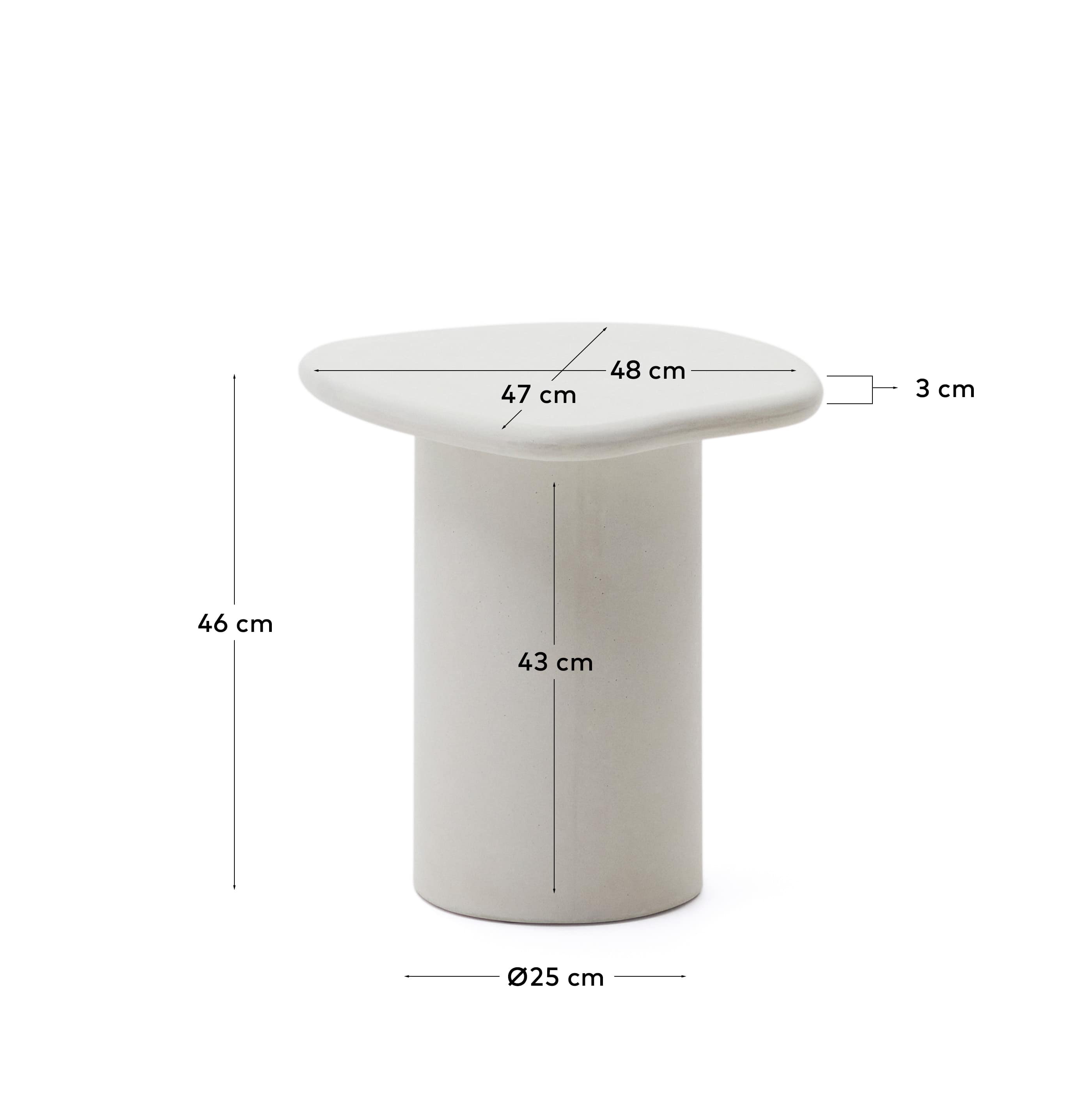 Macarella white cement side table, 48 x 47 cm