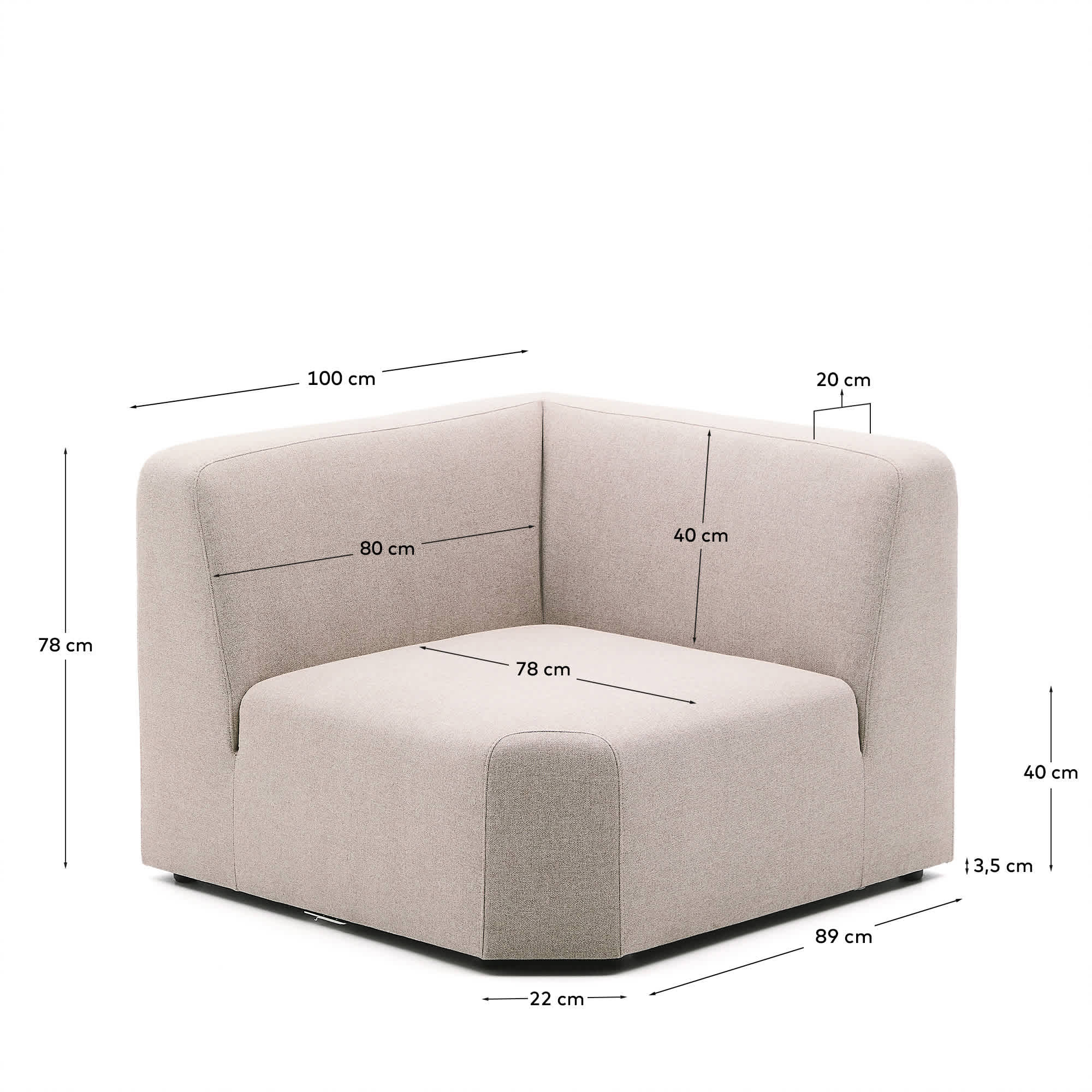 Neom corner module beige 89 cm FSC Mix Credit